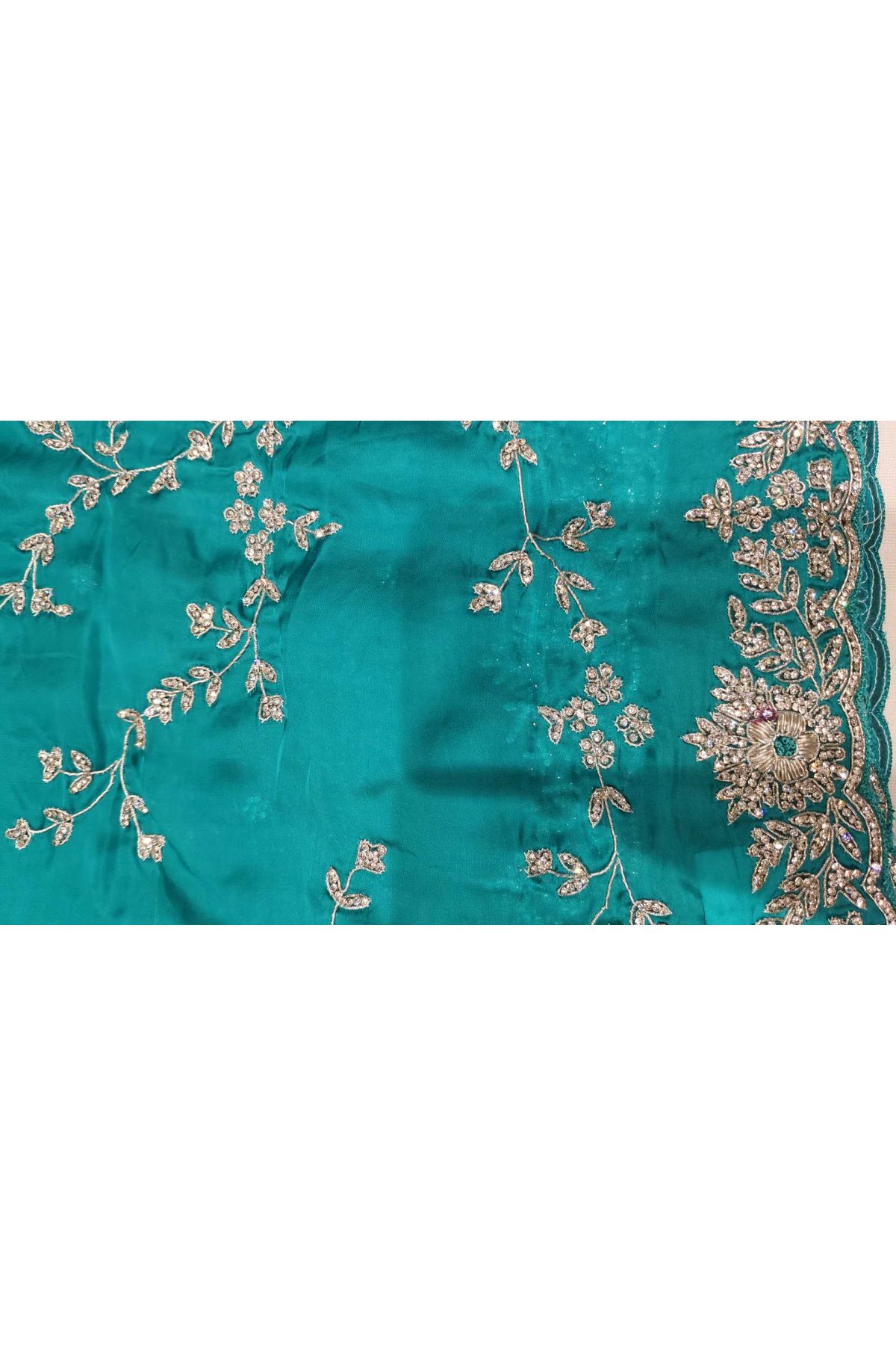 Fancy Crepe Sea Blue Saree