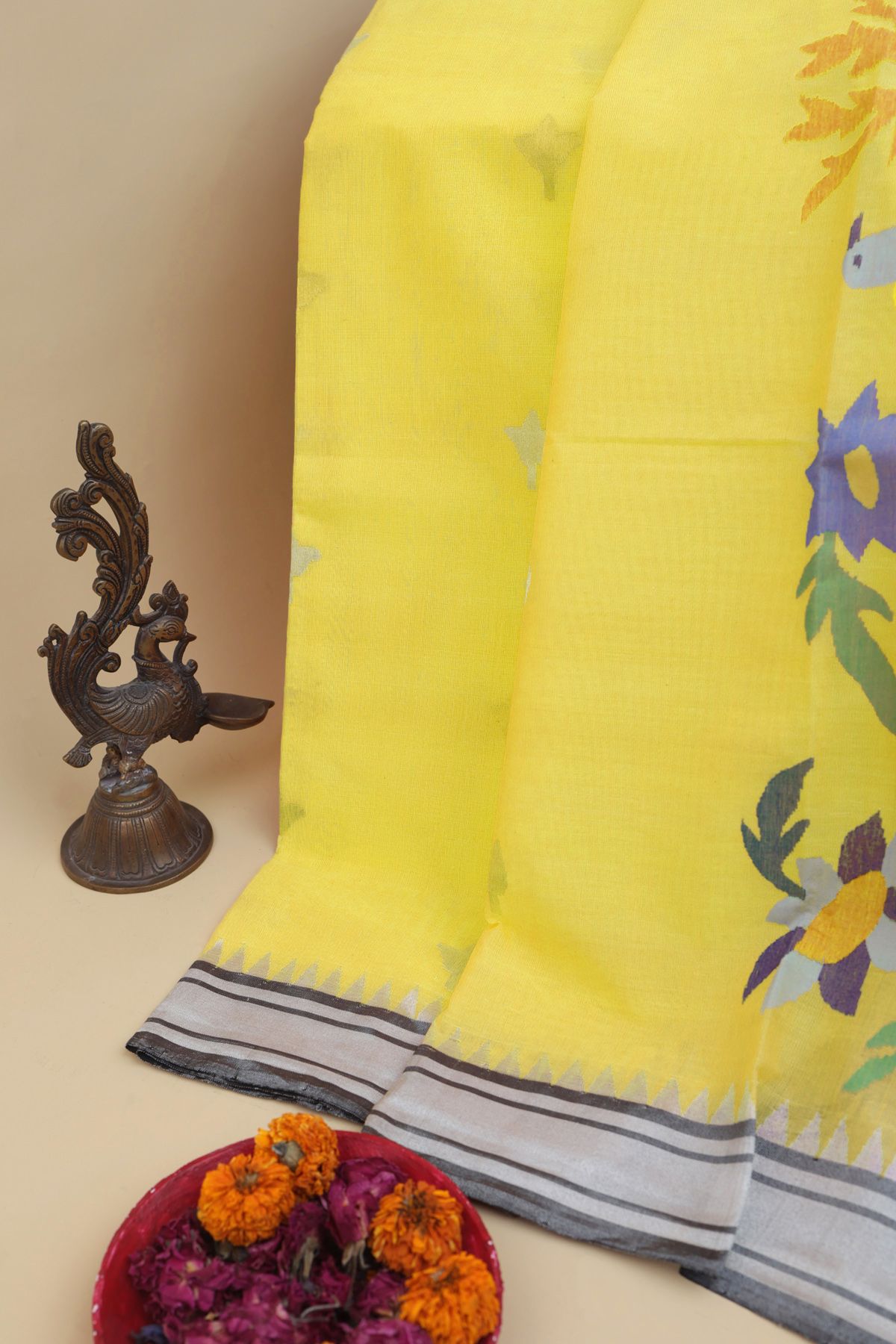 Khaadi Cotton Yellow Saree