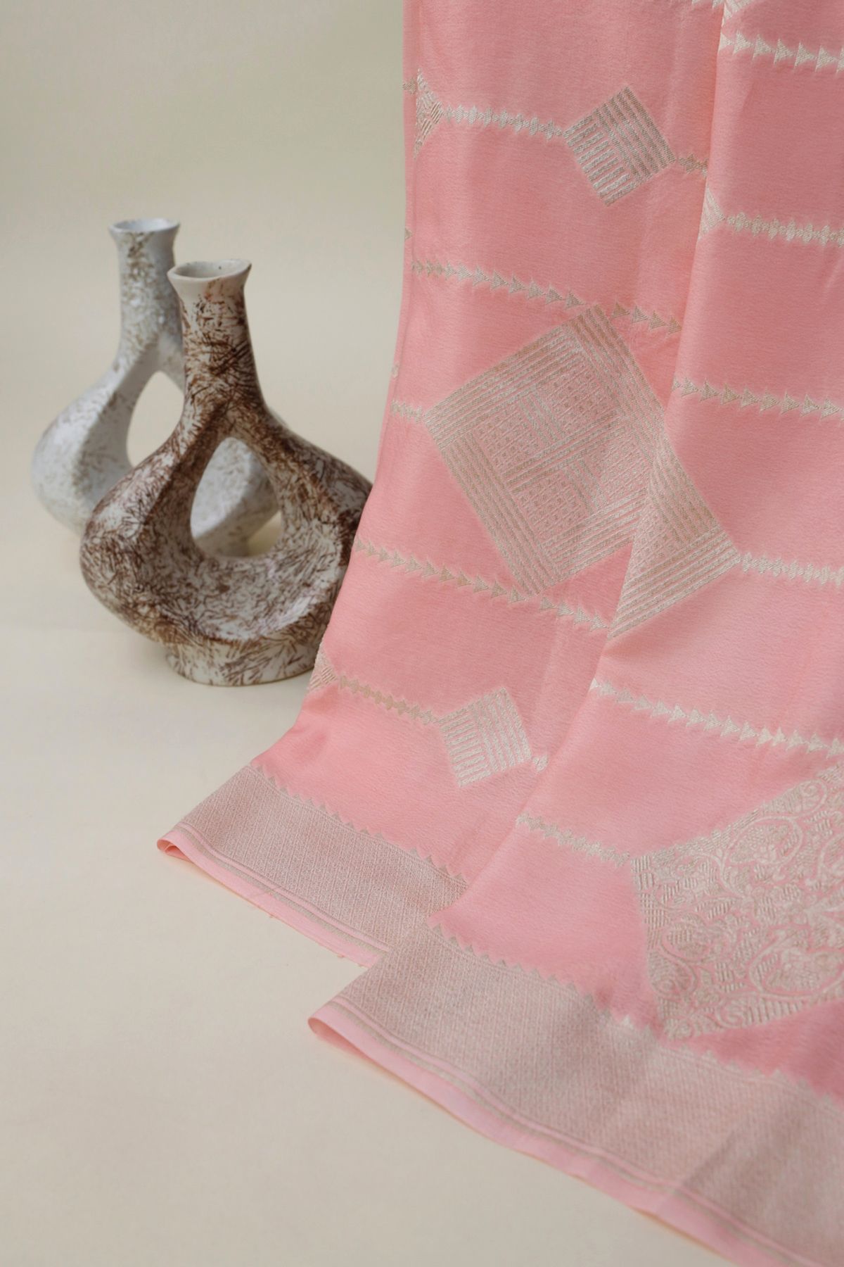 Banarasi Georgette Peach Saree