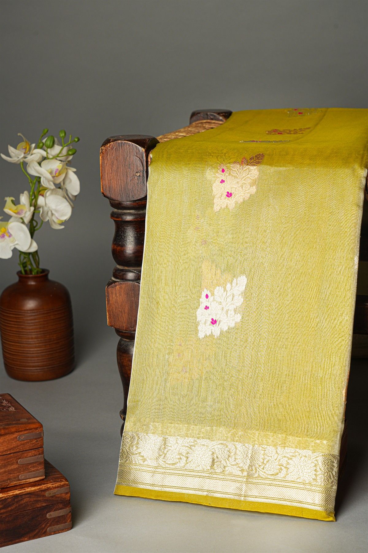 Designer Organza Light Yellow Saree