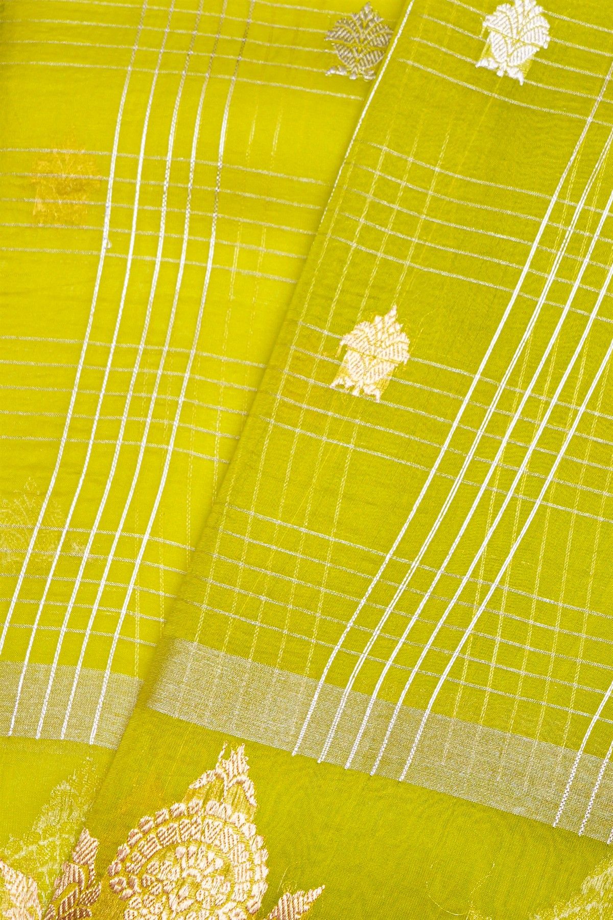Designer Organza Lime Green Saree