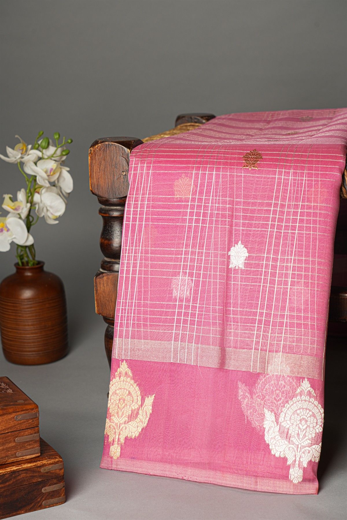 Designer Organza Light Pink Saree