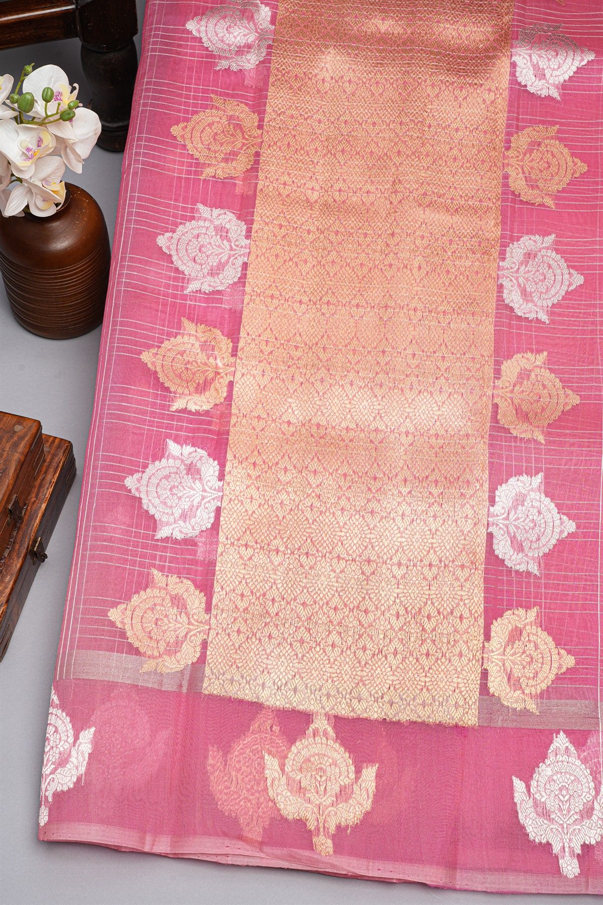 Designer Organza Light Pink Saree