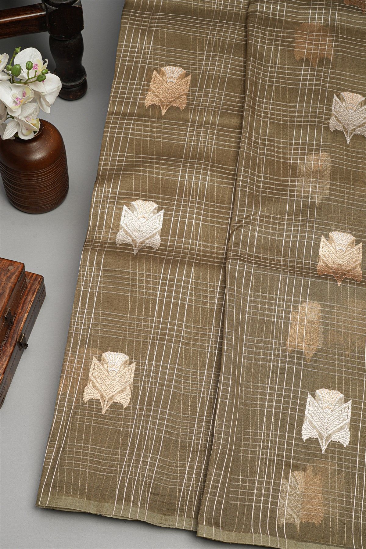 Designer Organza Beige Saree