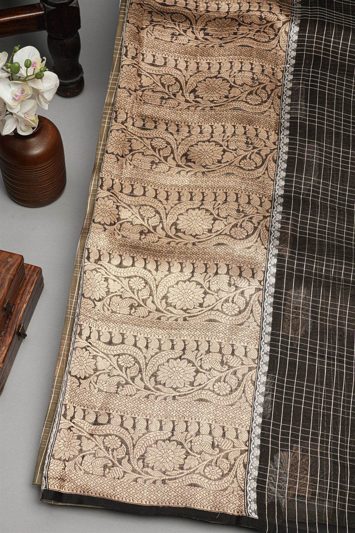 Designer Organza Beige Saree