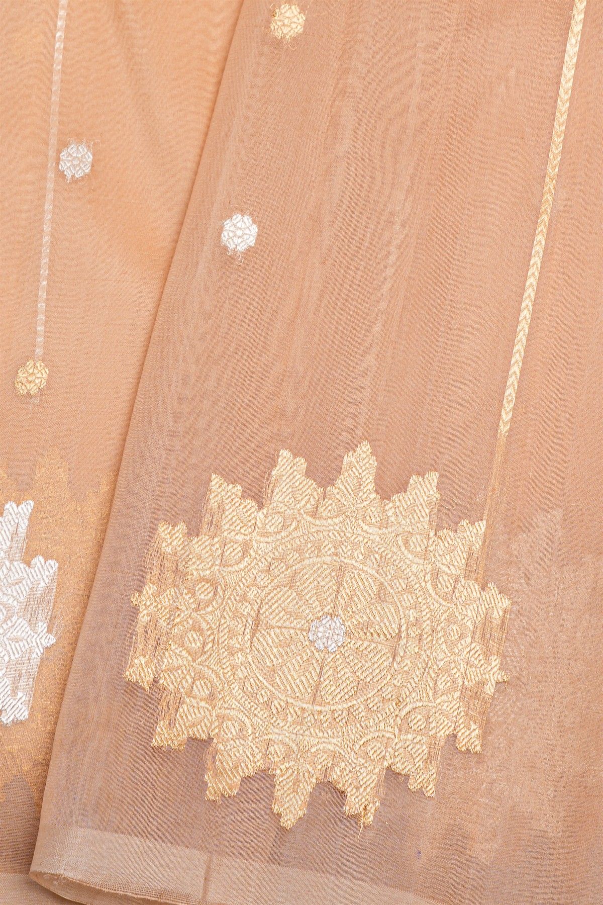 Designer Organza Peach Saree