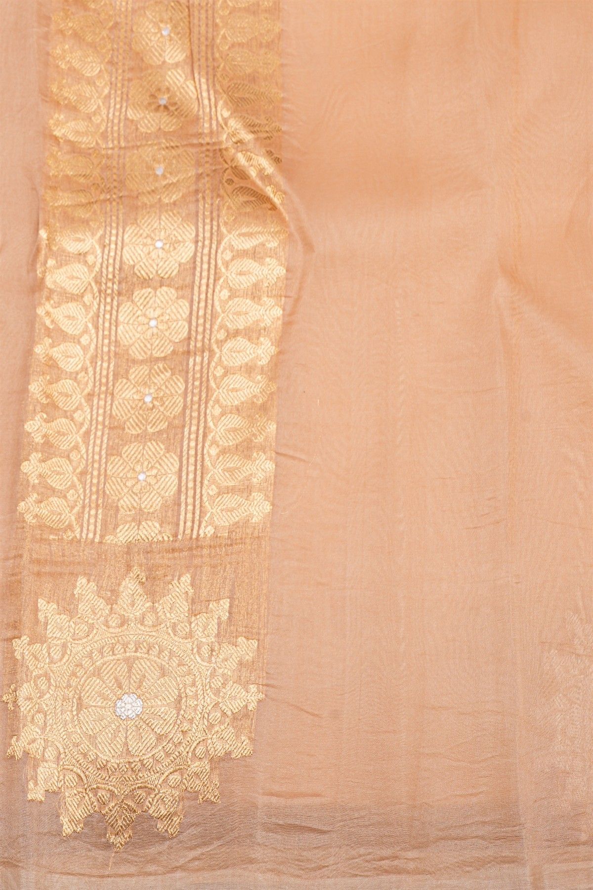 Designer Organza Peach Saree