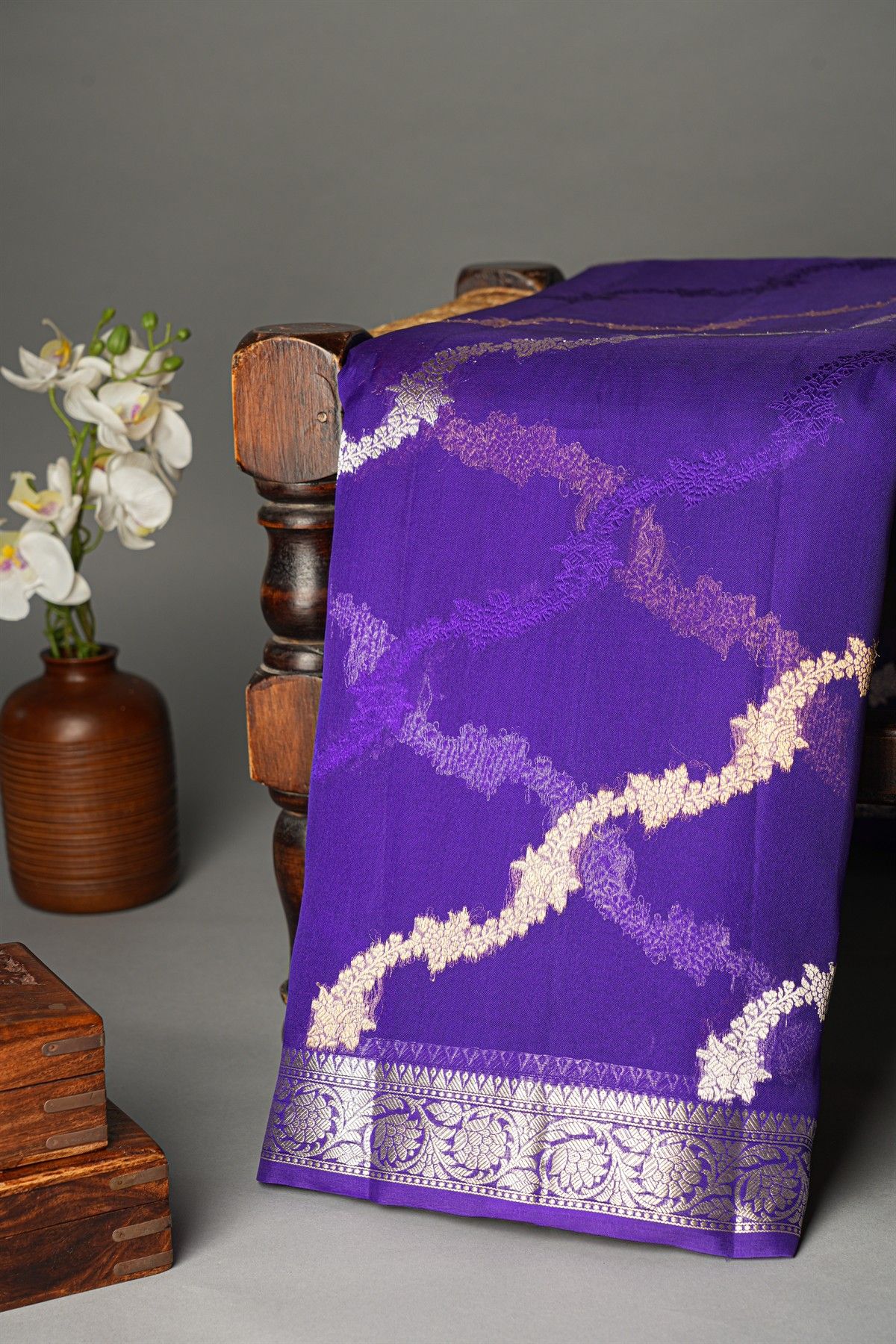 Designer Organza Purple Saree