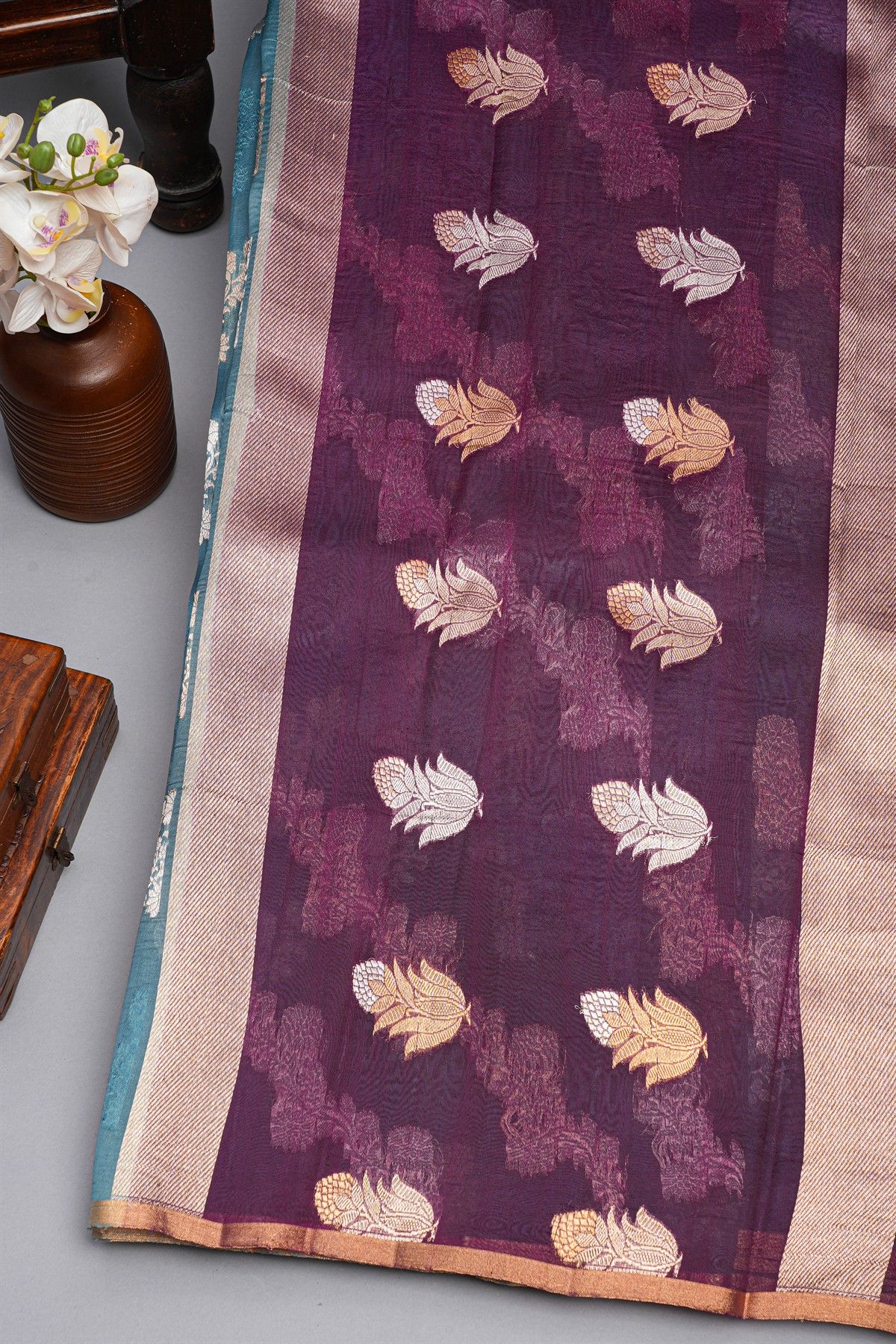 Designer Organza Teal Blue Saree