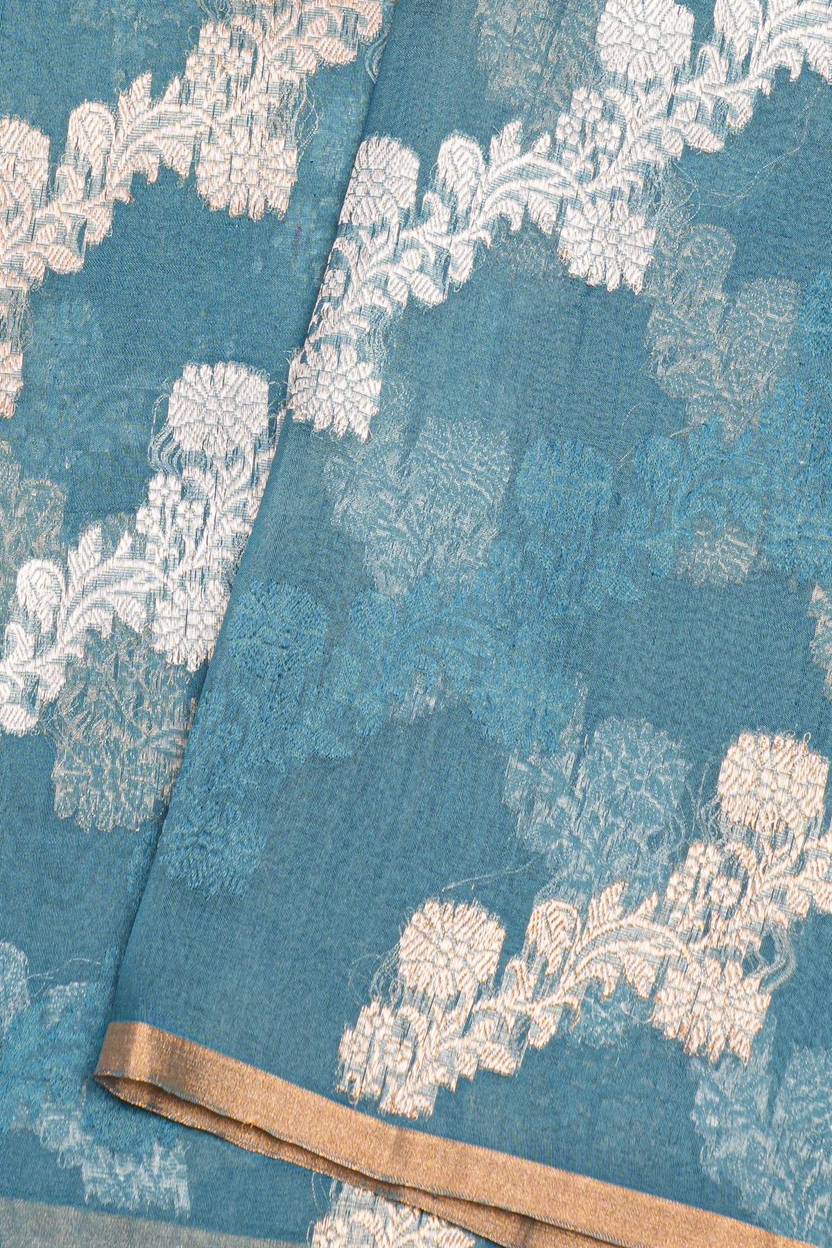 Designer Organza Teal Blue Saree