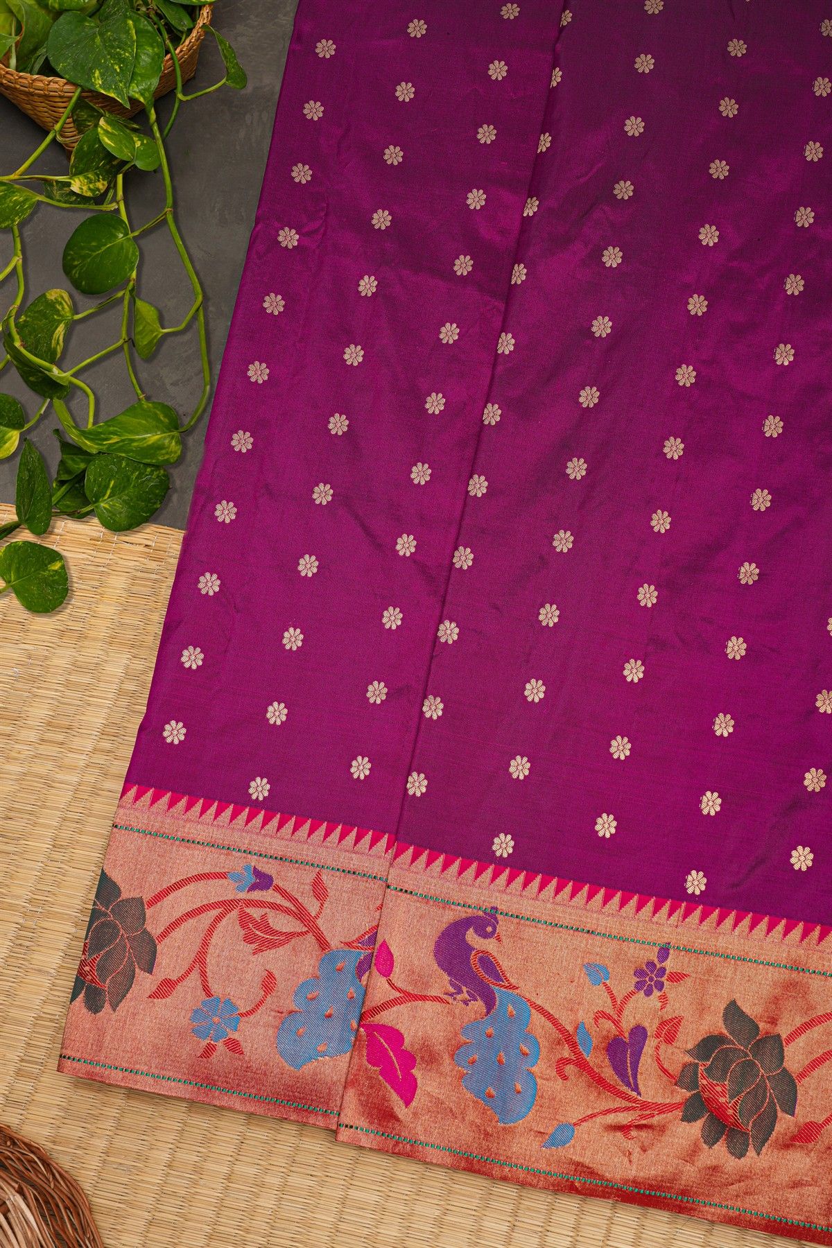 Paithani Weaving Silk Deep Magenta Saree
