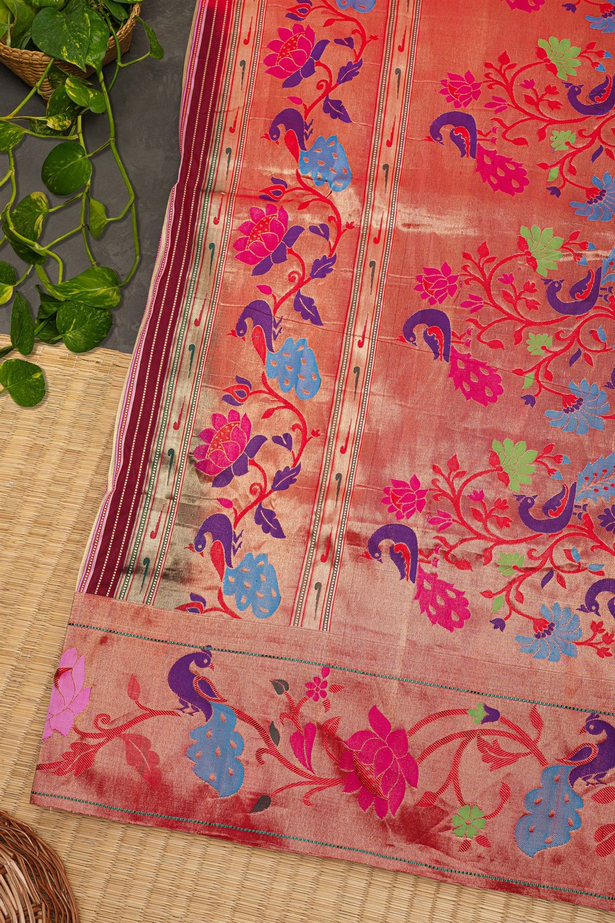 Paithani Weaving Silk Deep Magenta Saree
