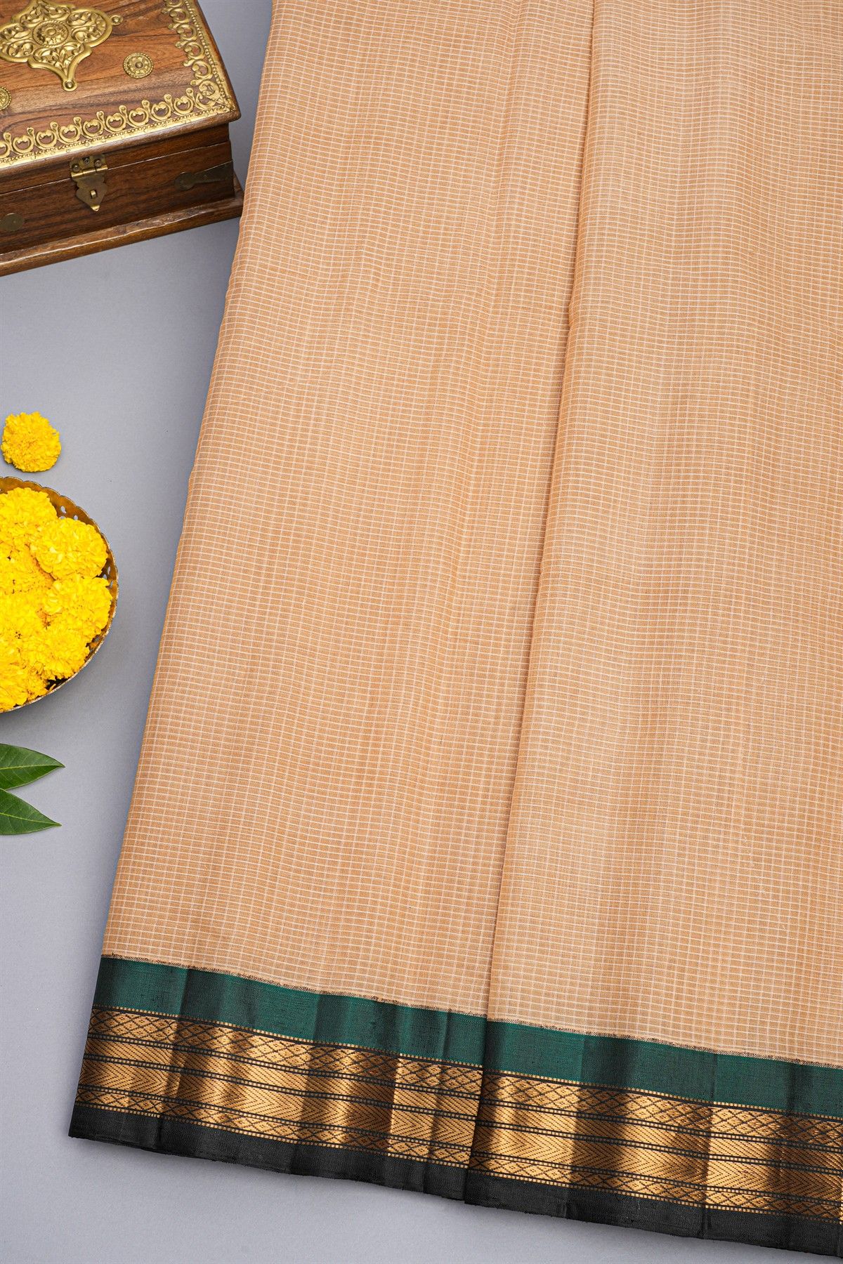 Gadwal Cotton Peach Saree