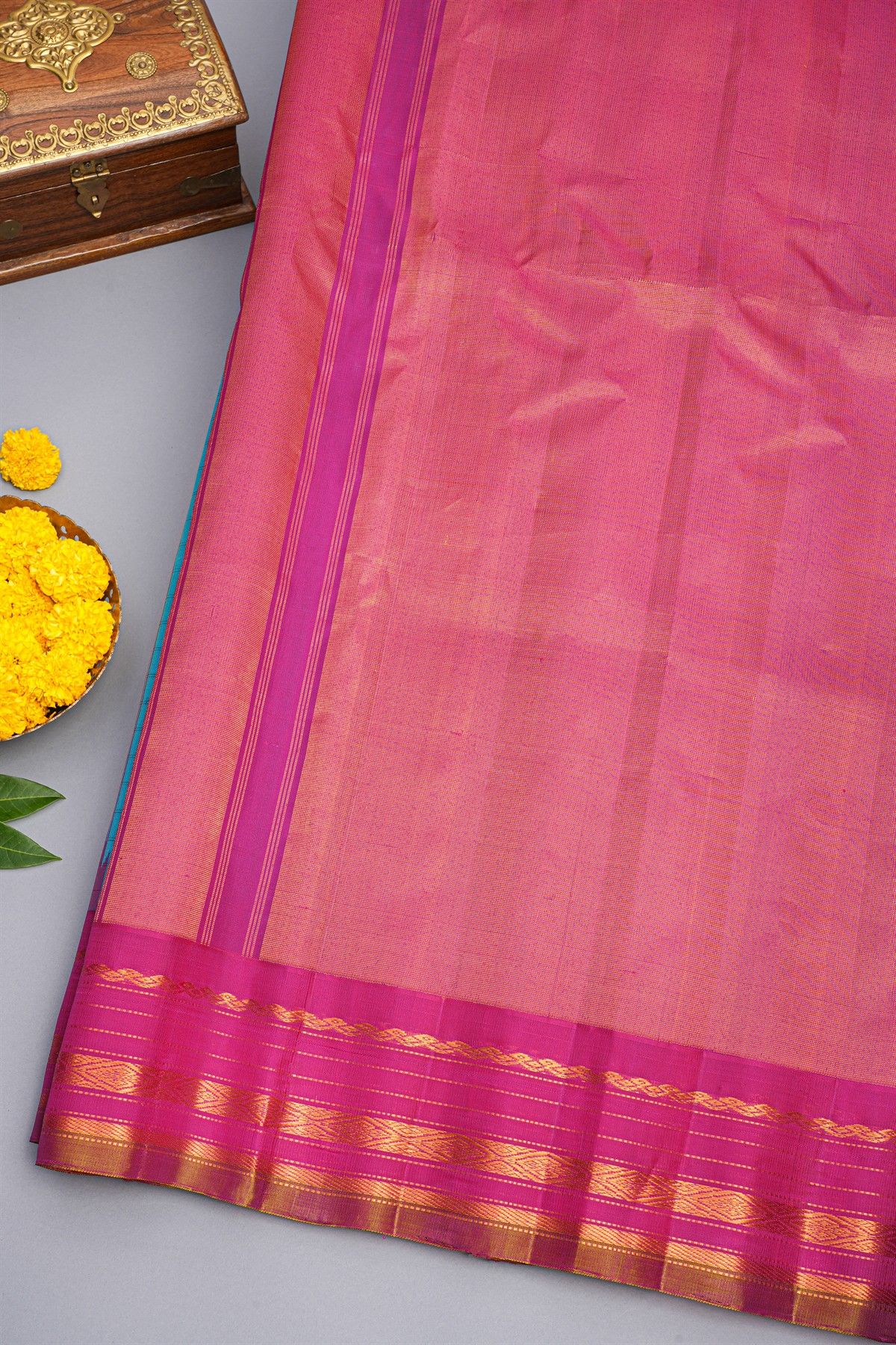 Gadwal Silk Sky Blue Saree