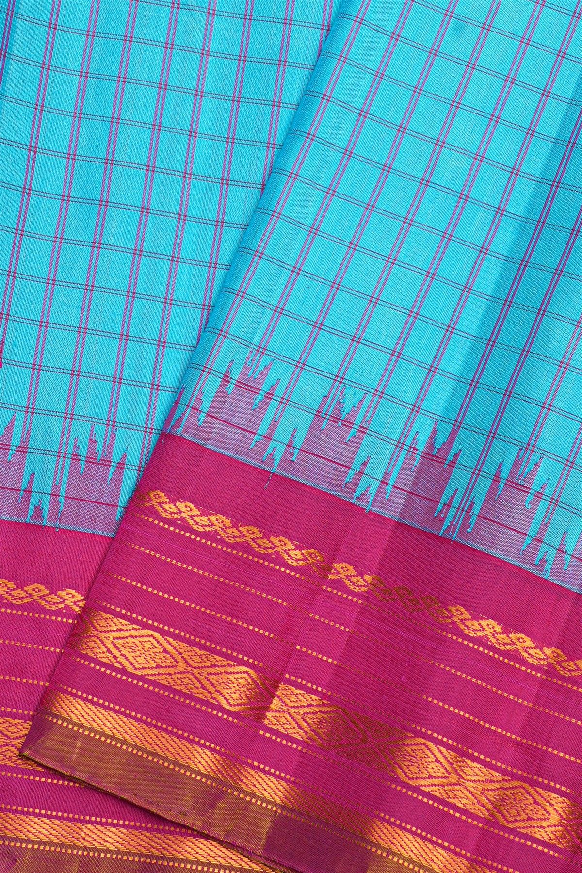 Gadwal Silk Sky Blue Saree