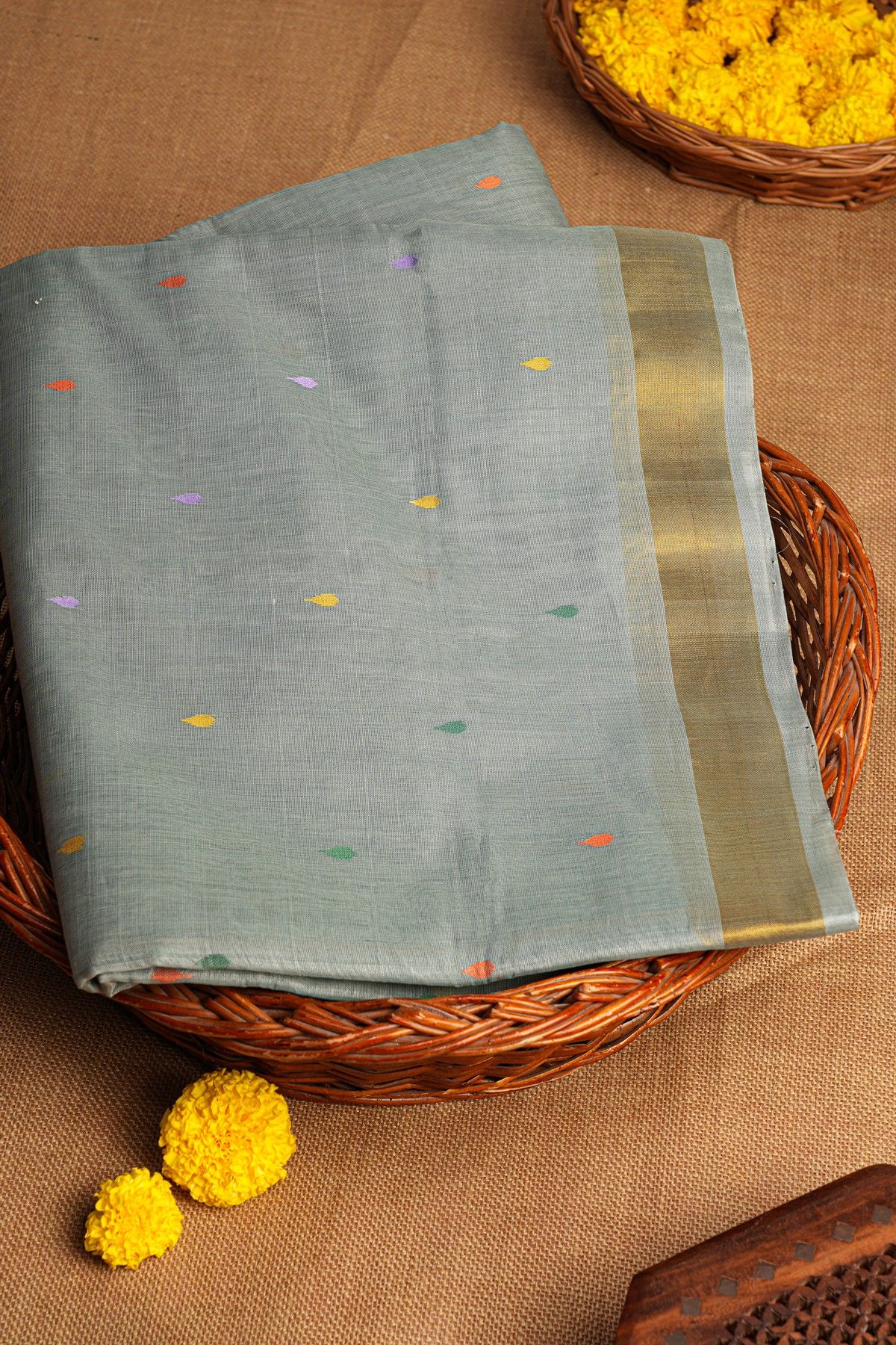 Khaadi Cotton Grey Saree