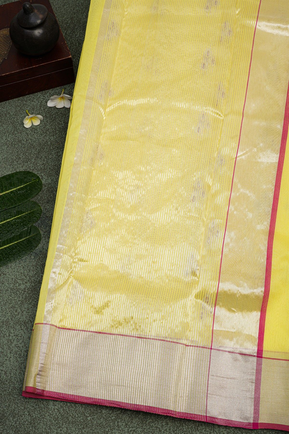 Chanderi Sico Yellow Saree