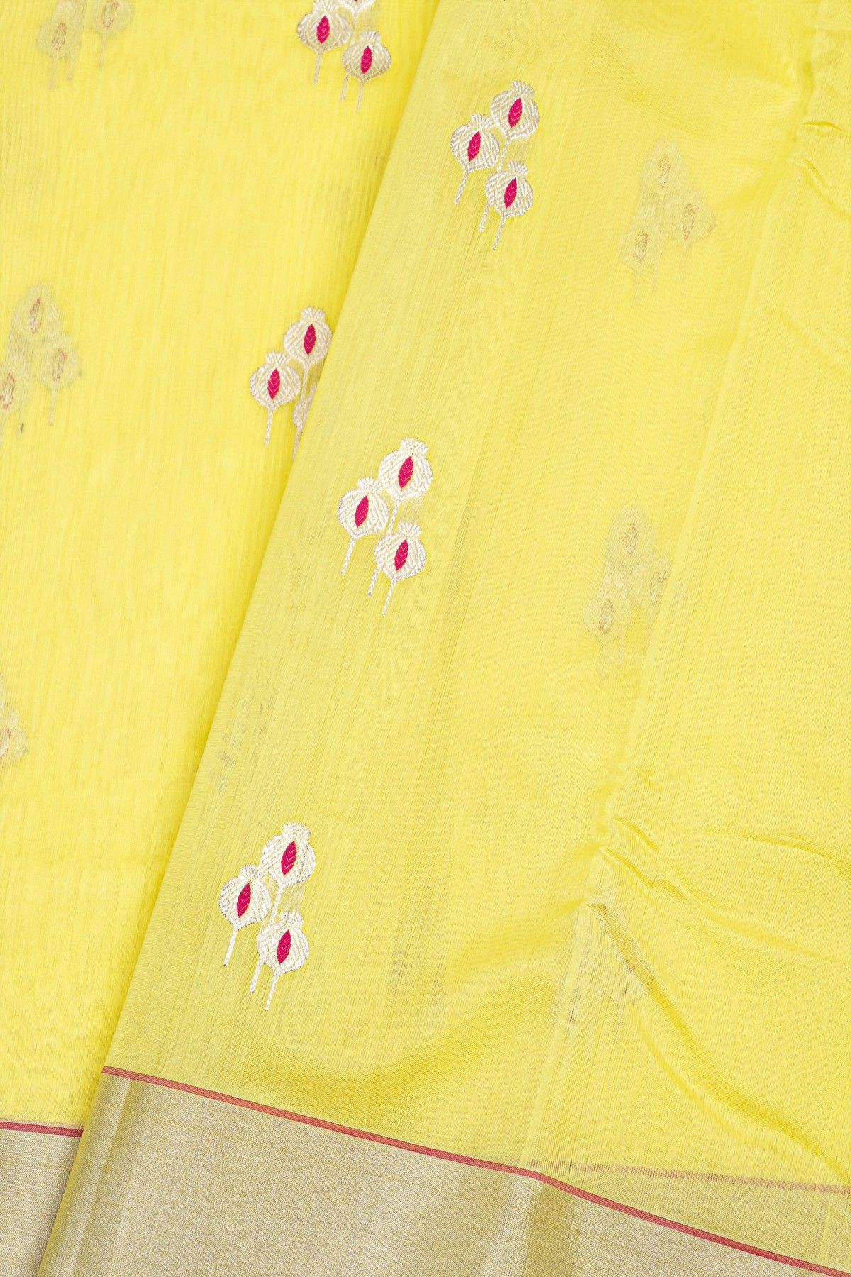 Chanderi Sico Yellow Saree