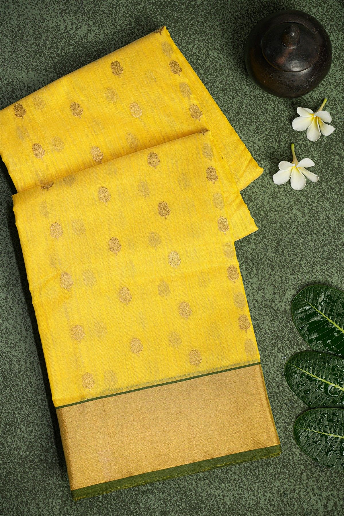 Chanderi Sico Yellow Saree