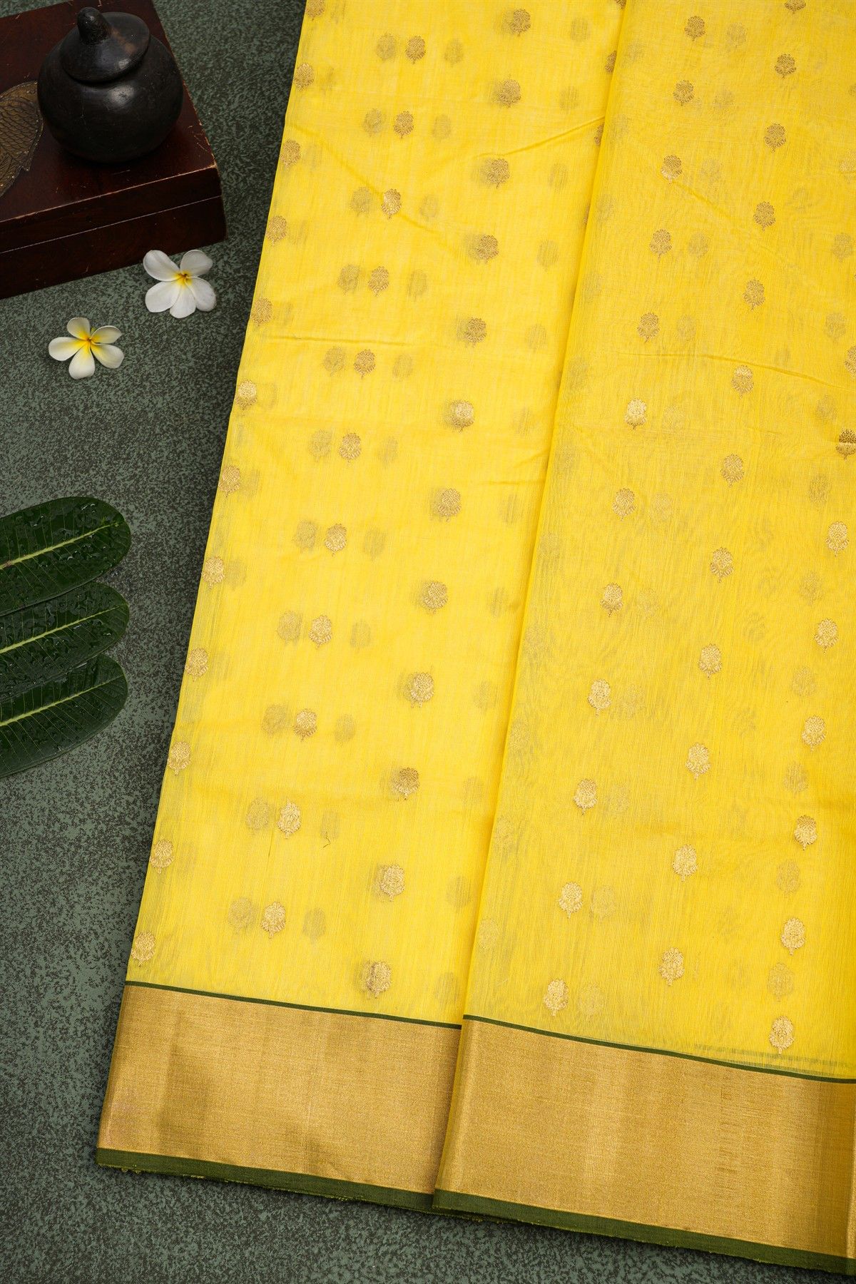 Chanderi Sico Yellow Saree
