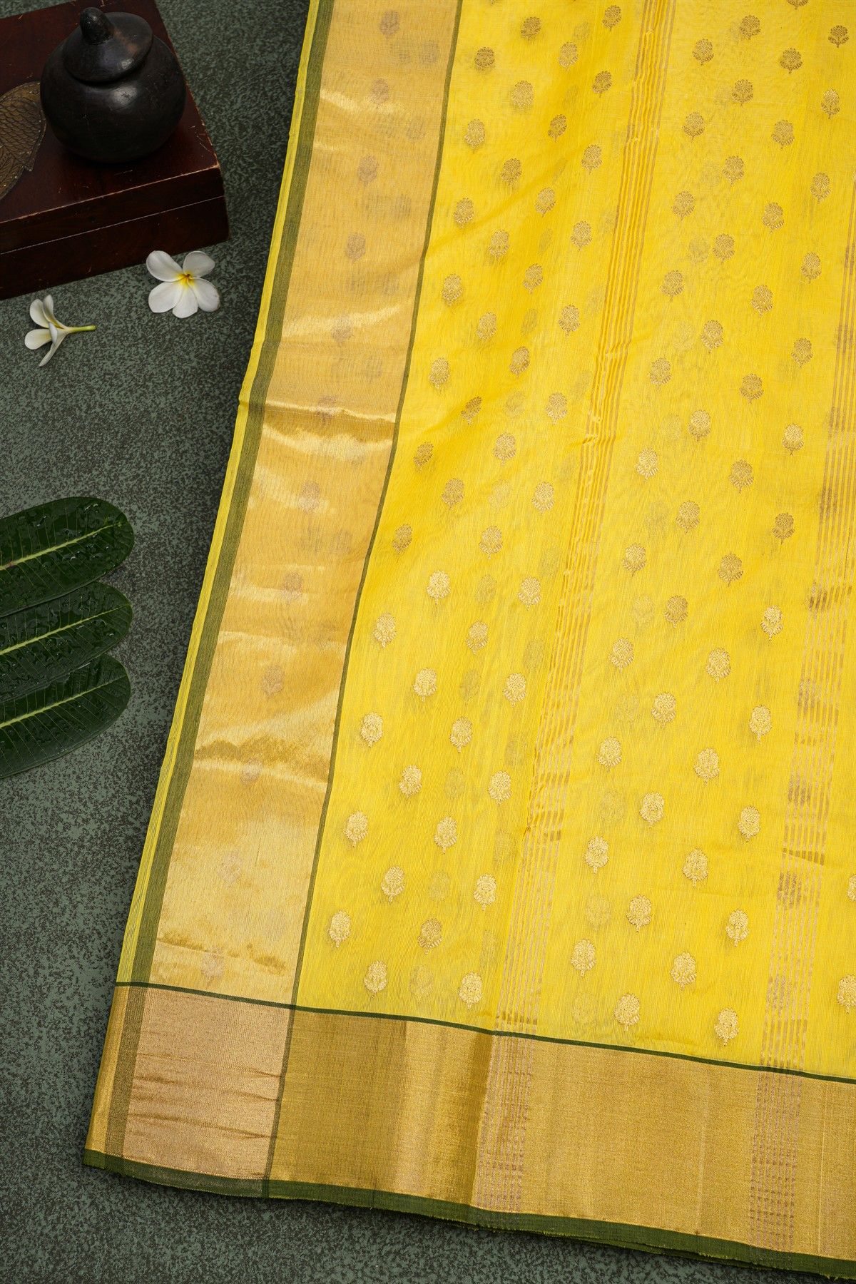 Chanderi Sico Yellow Saree