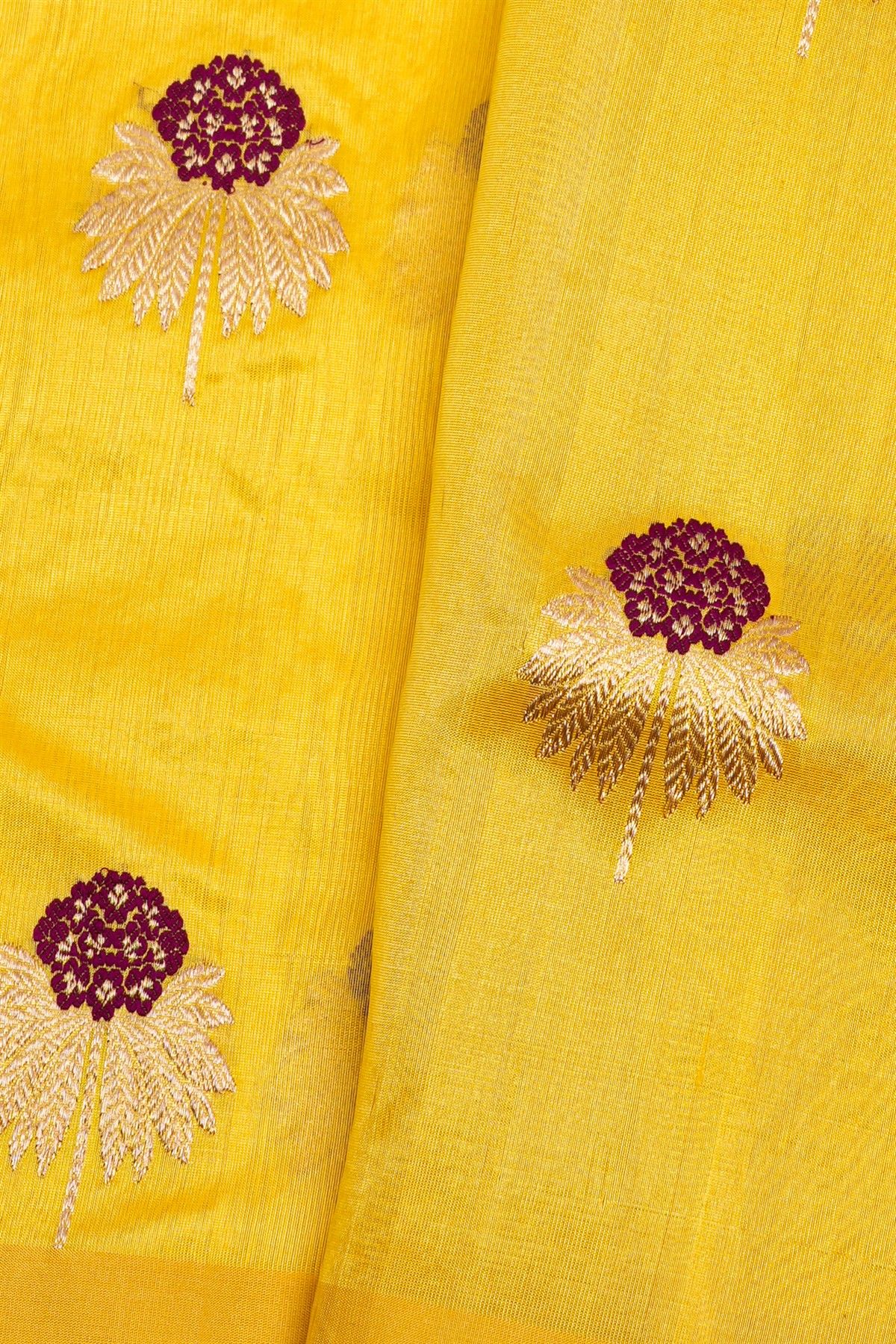 Chanderi Silk Yellow Saree