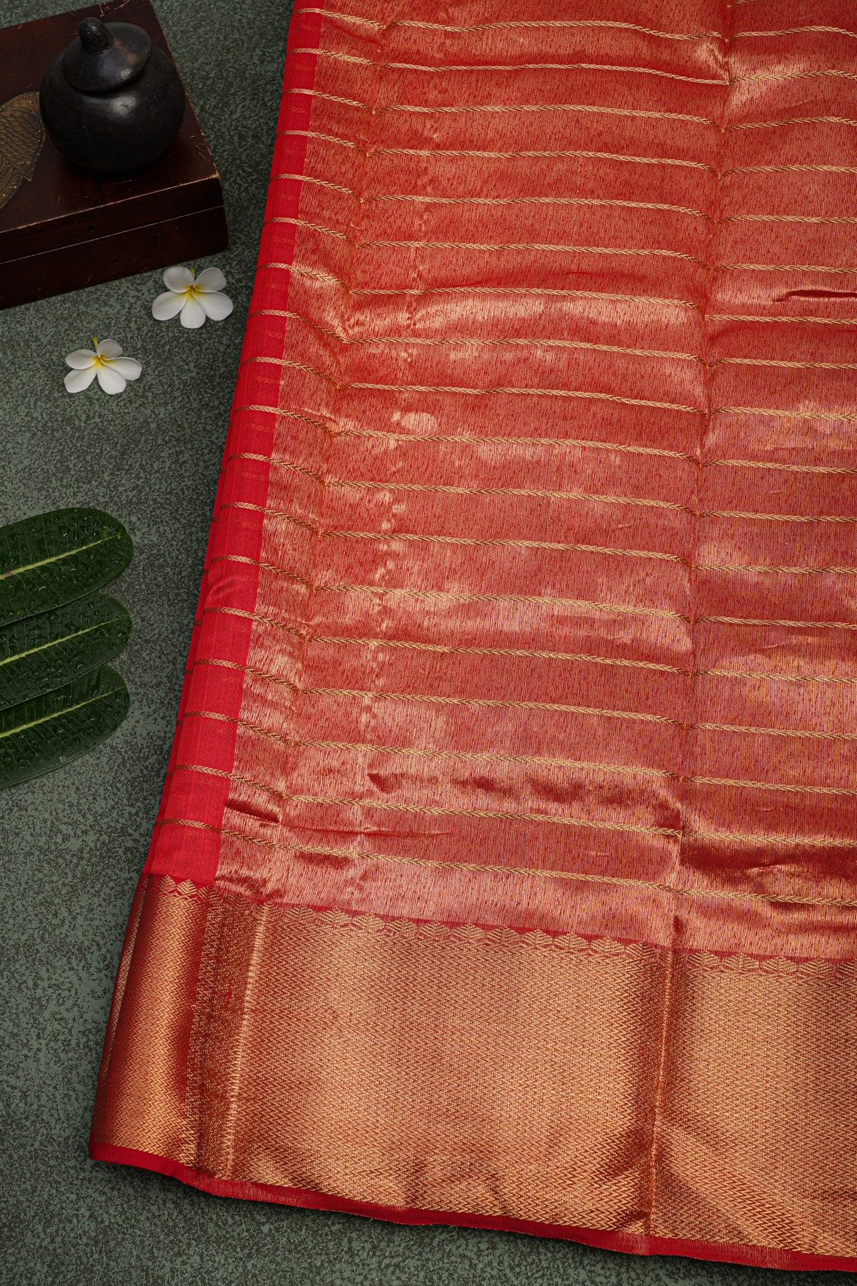Chanderi Silk Red Saree