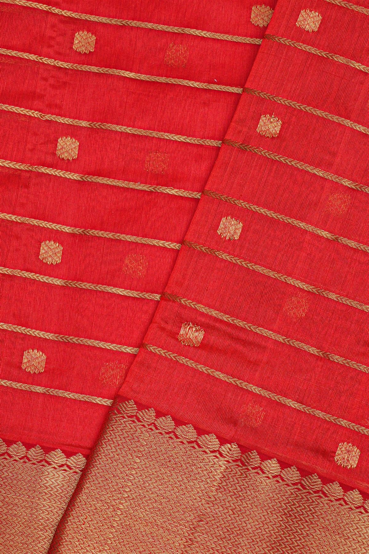Chanderi Silk Red Saree
