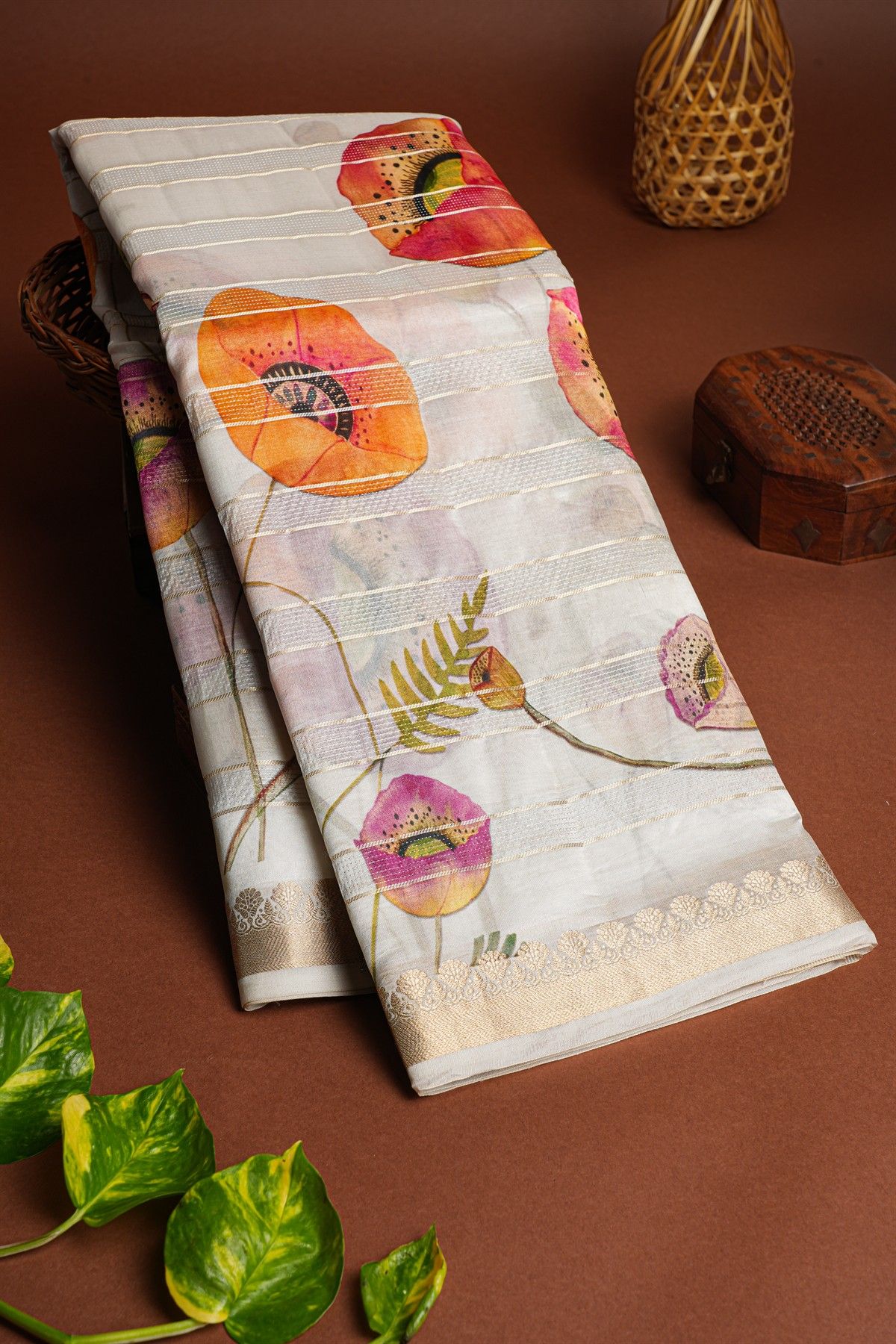 Matka Silk Off White Saree