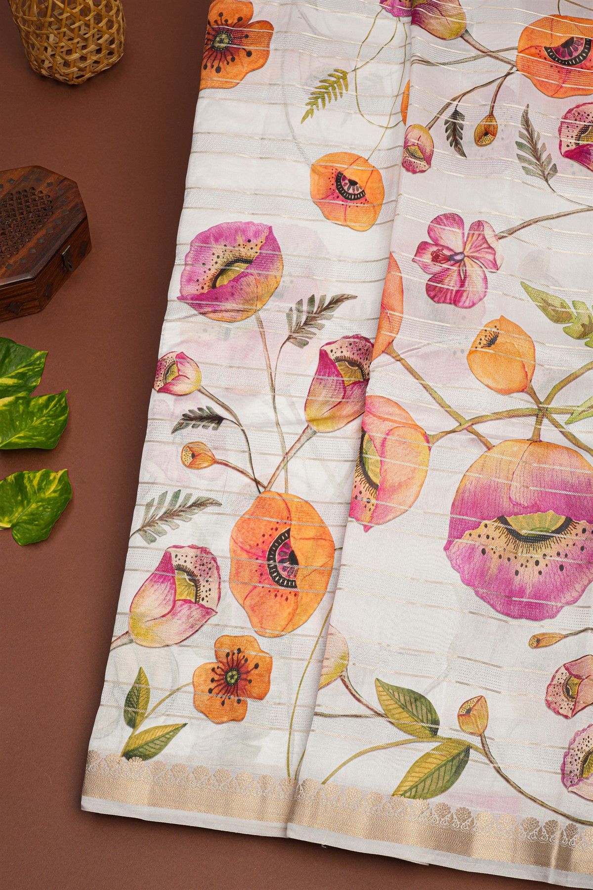 Matka Silk Off White Saree