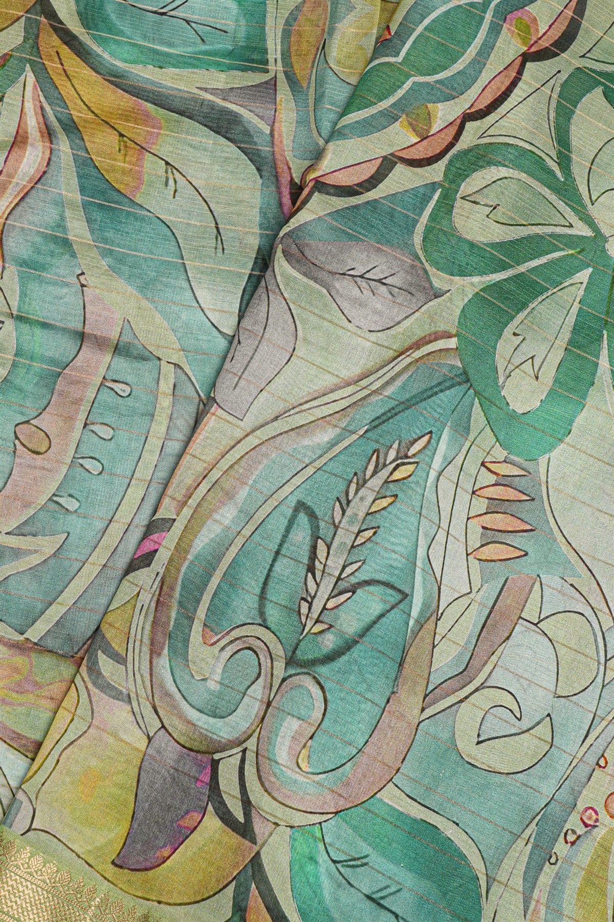 Matka Silk Pista Green Saree