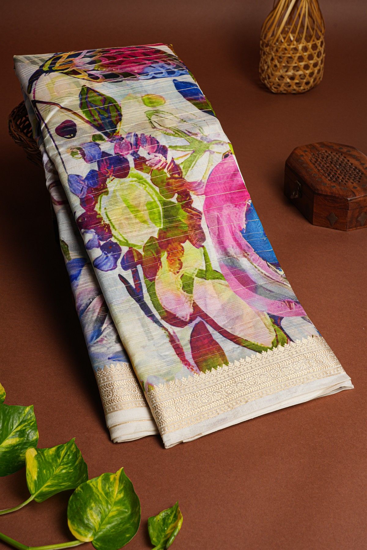 Matka Silk Off White Saree