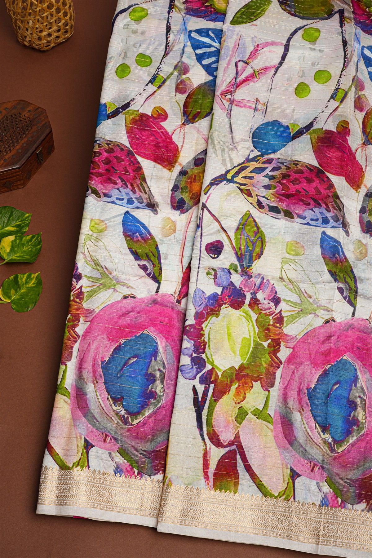 Matka Silk Off White Saree