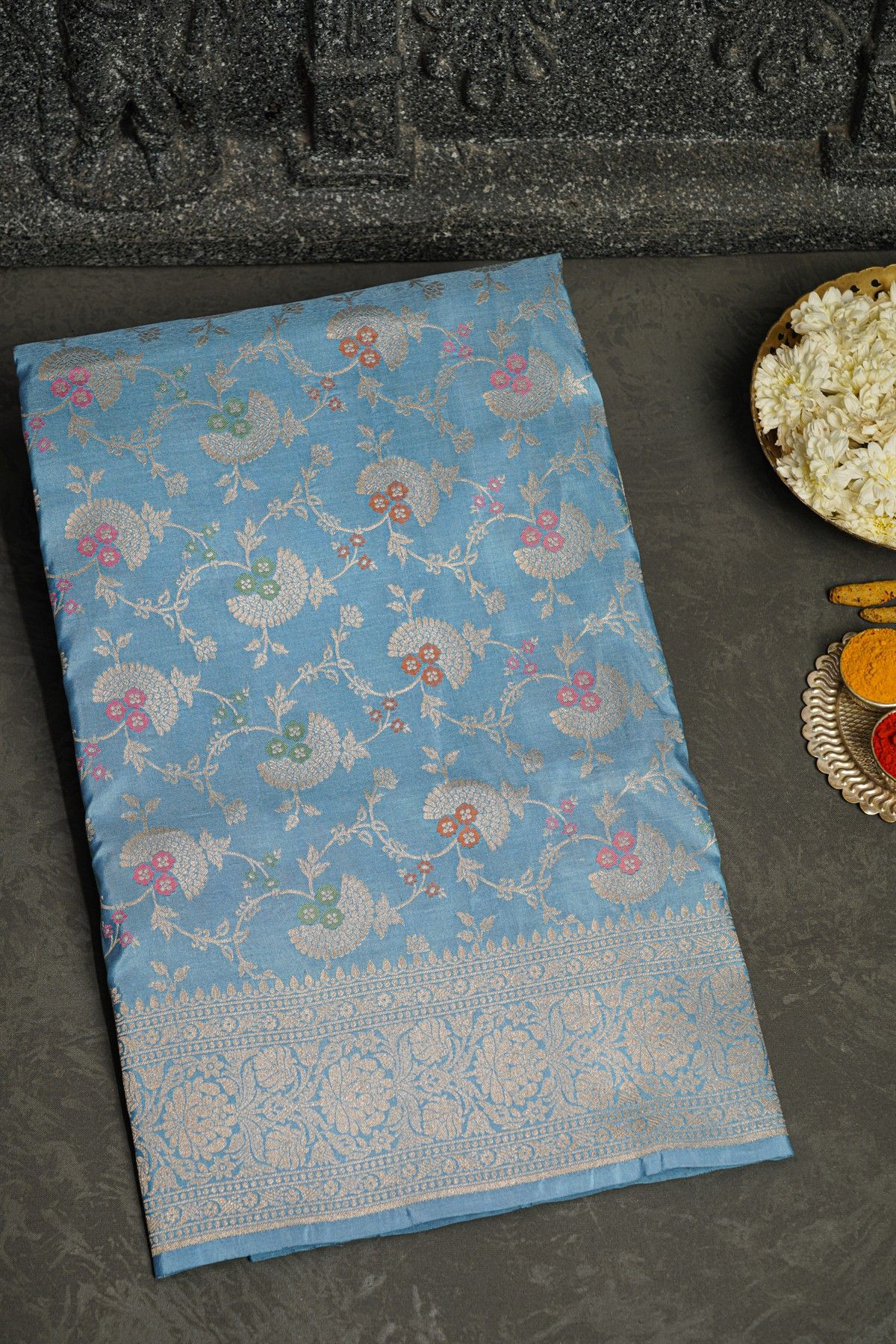Banarasi Silk Ice Blue Saree