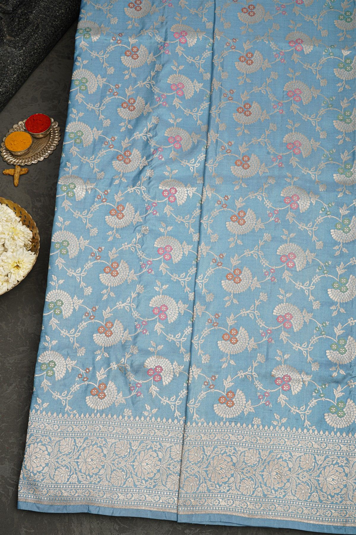 Banarasi Silk Ice Blue Saree