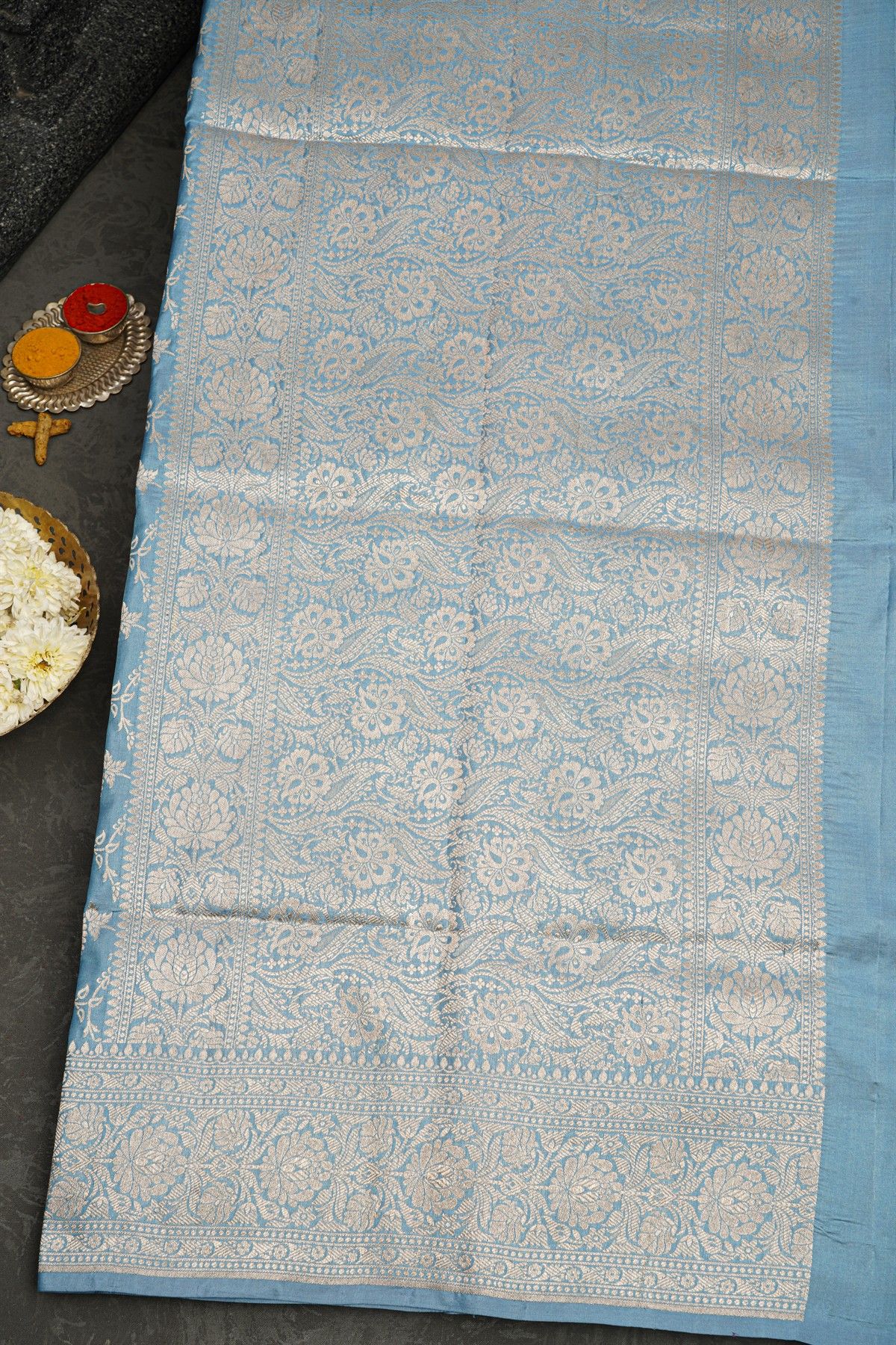 Banarasi Silk Ice Blue Saree