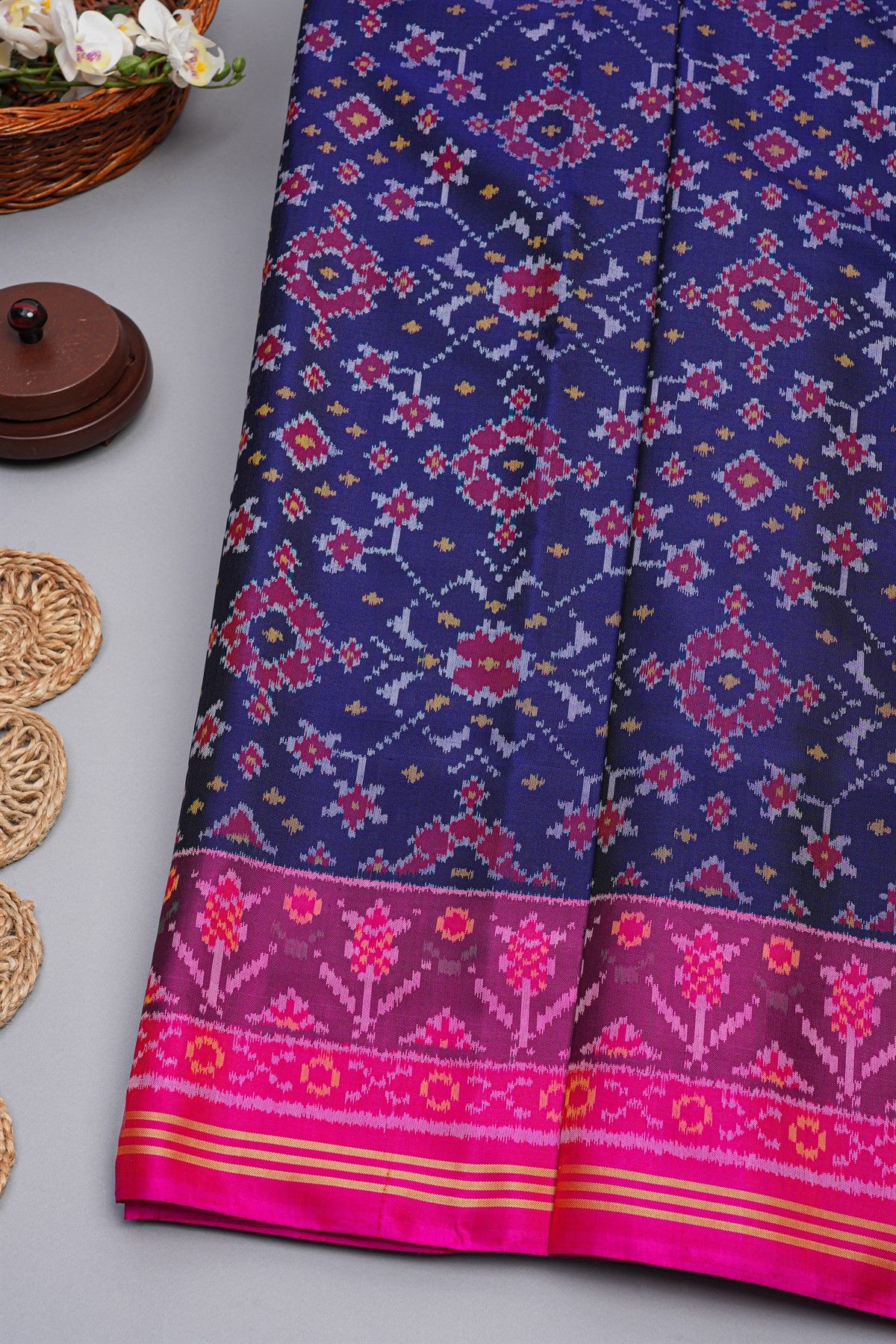 Patola Weaving Silk Navy Blue Saree