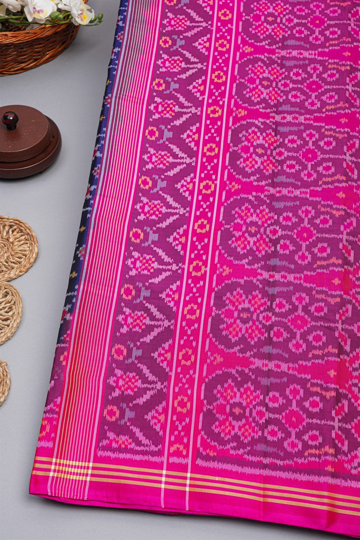 Patola Weaving Silk Navy Blue Saree