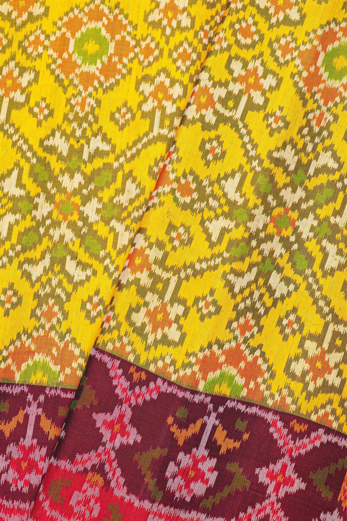 Patola Weaving Silk Mustard Yellow Saree