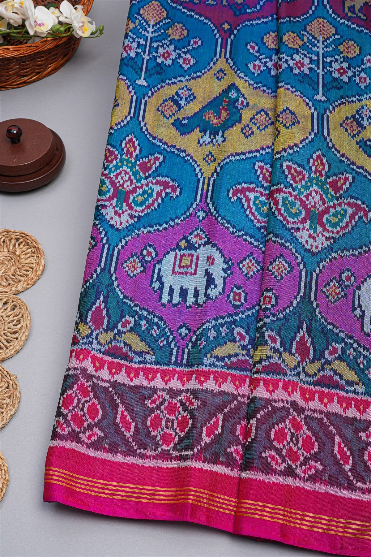 Patola Weaving Silk Multicolour Saree