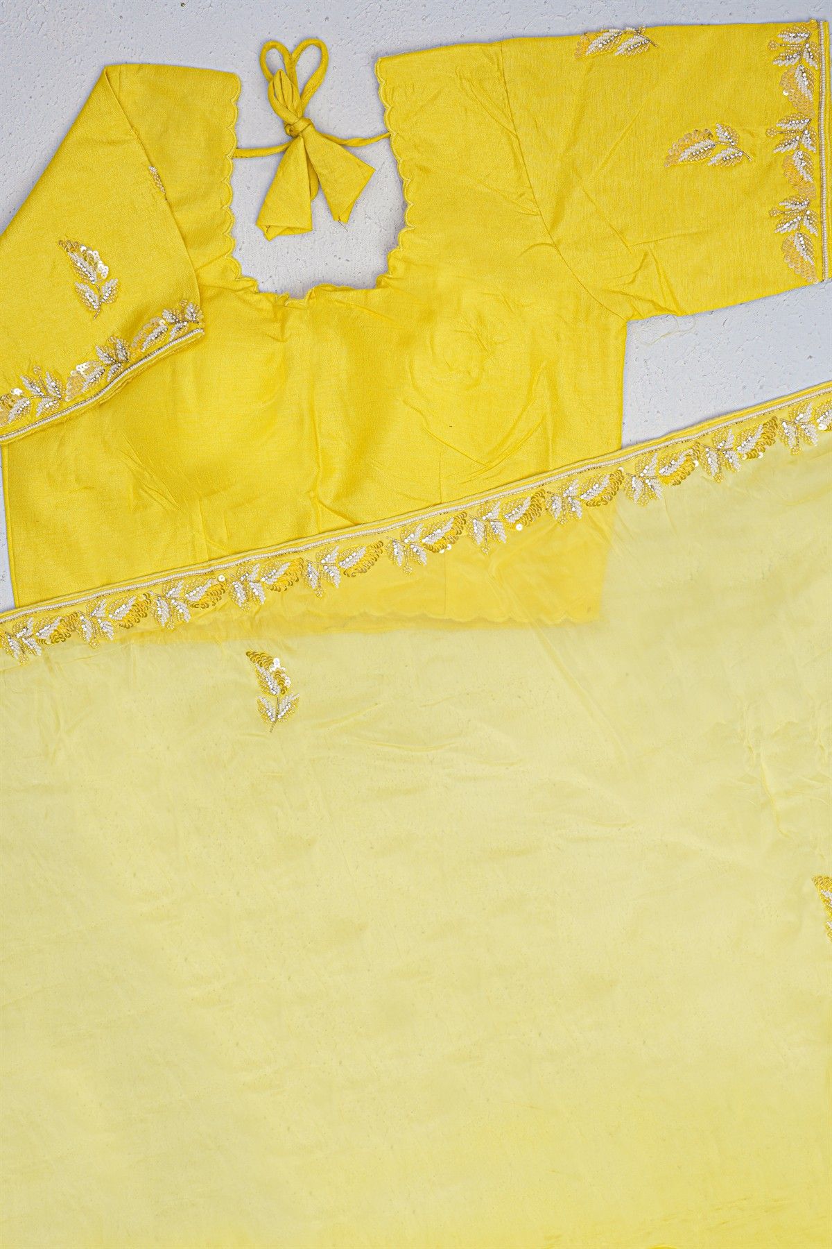 Designer Organza Yellow Saree