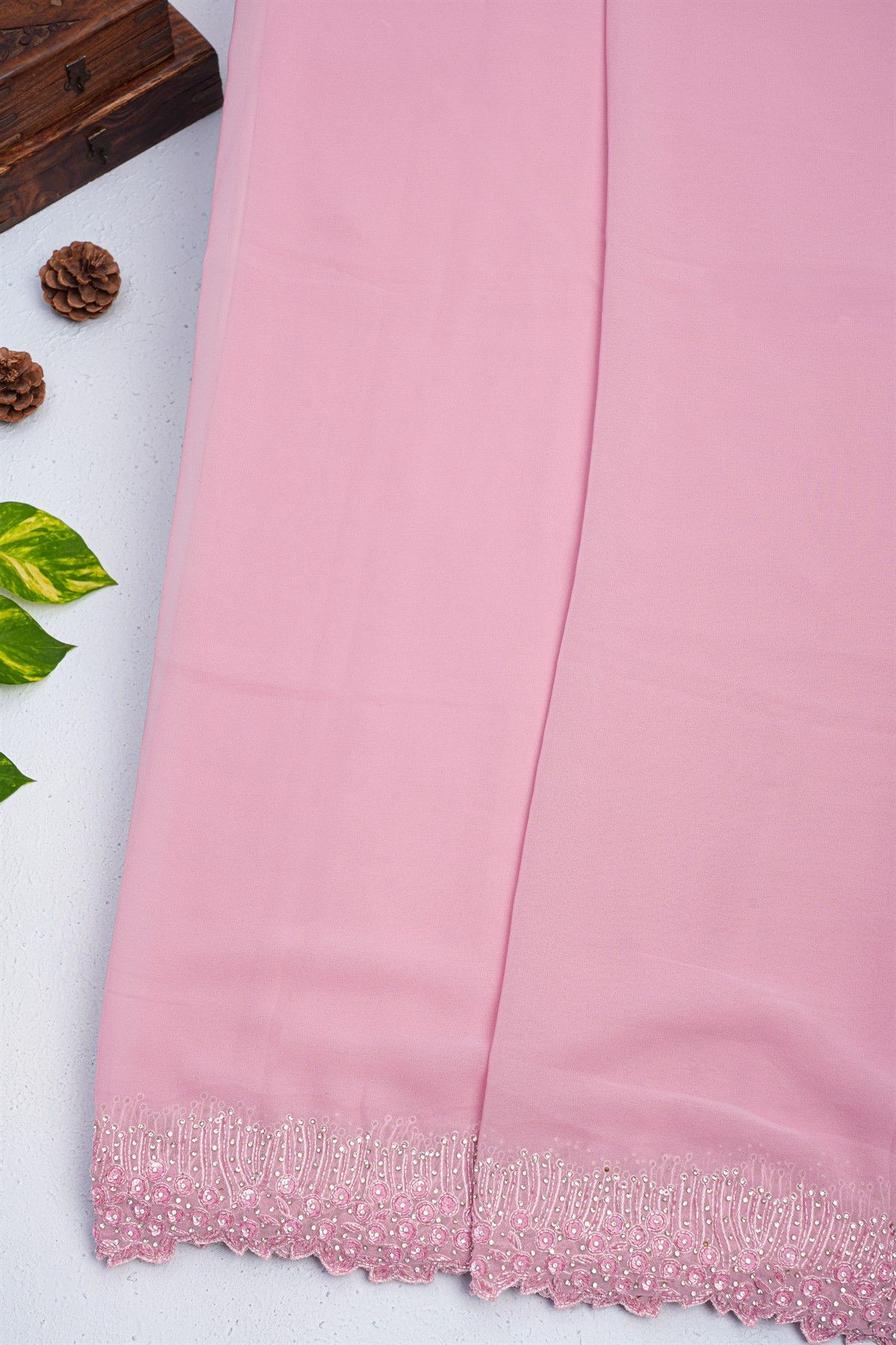 Designer Crepe Pink Saree