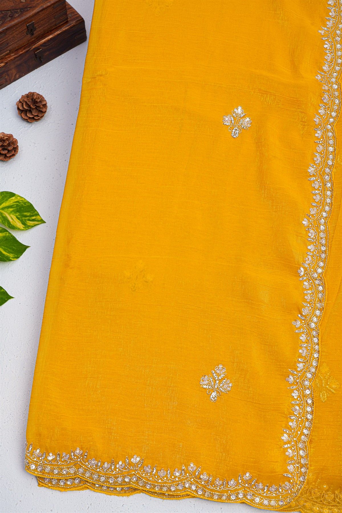 Designer Georgette Mustard Saree