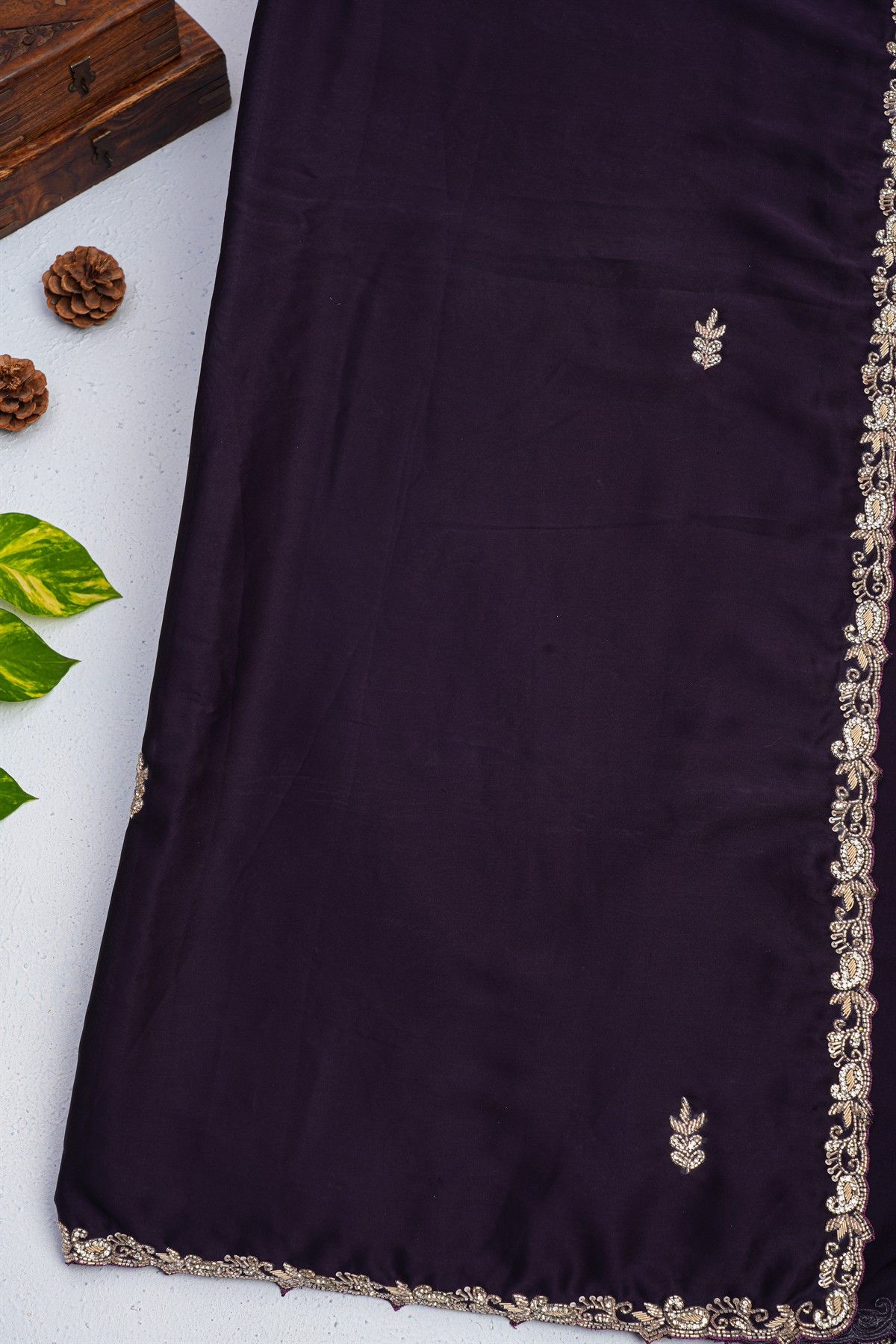 Designer Crepe Navy Blue Saree