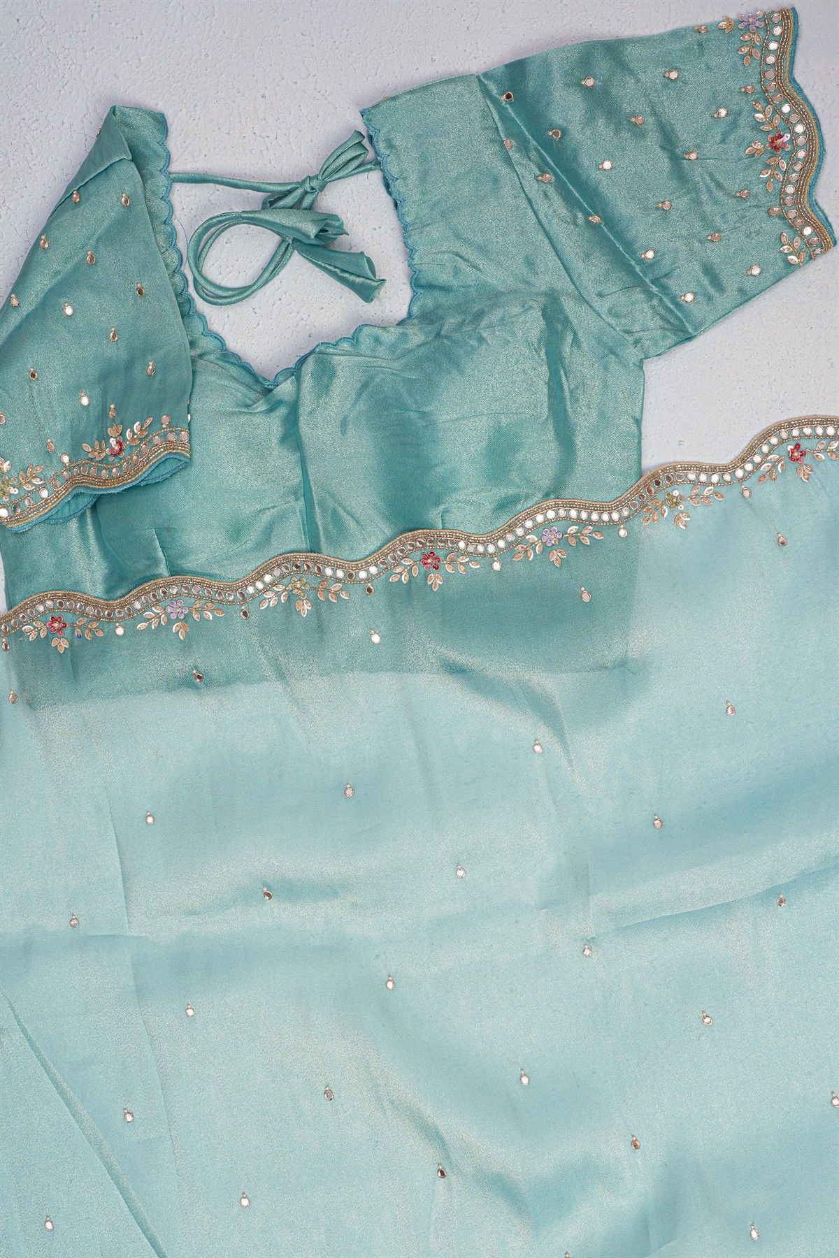 Designer Tissue Sky Blue Saree