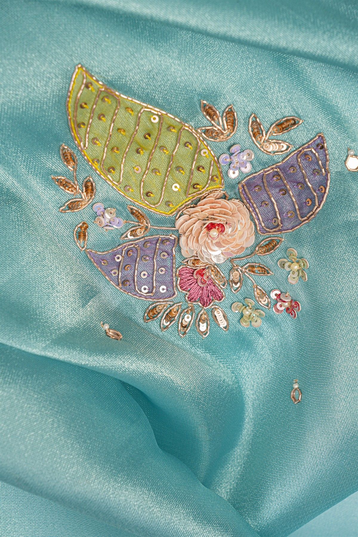 Designer Tissue Sky Blue Saree