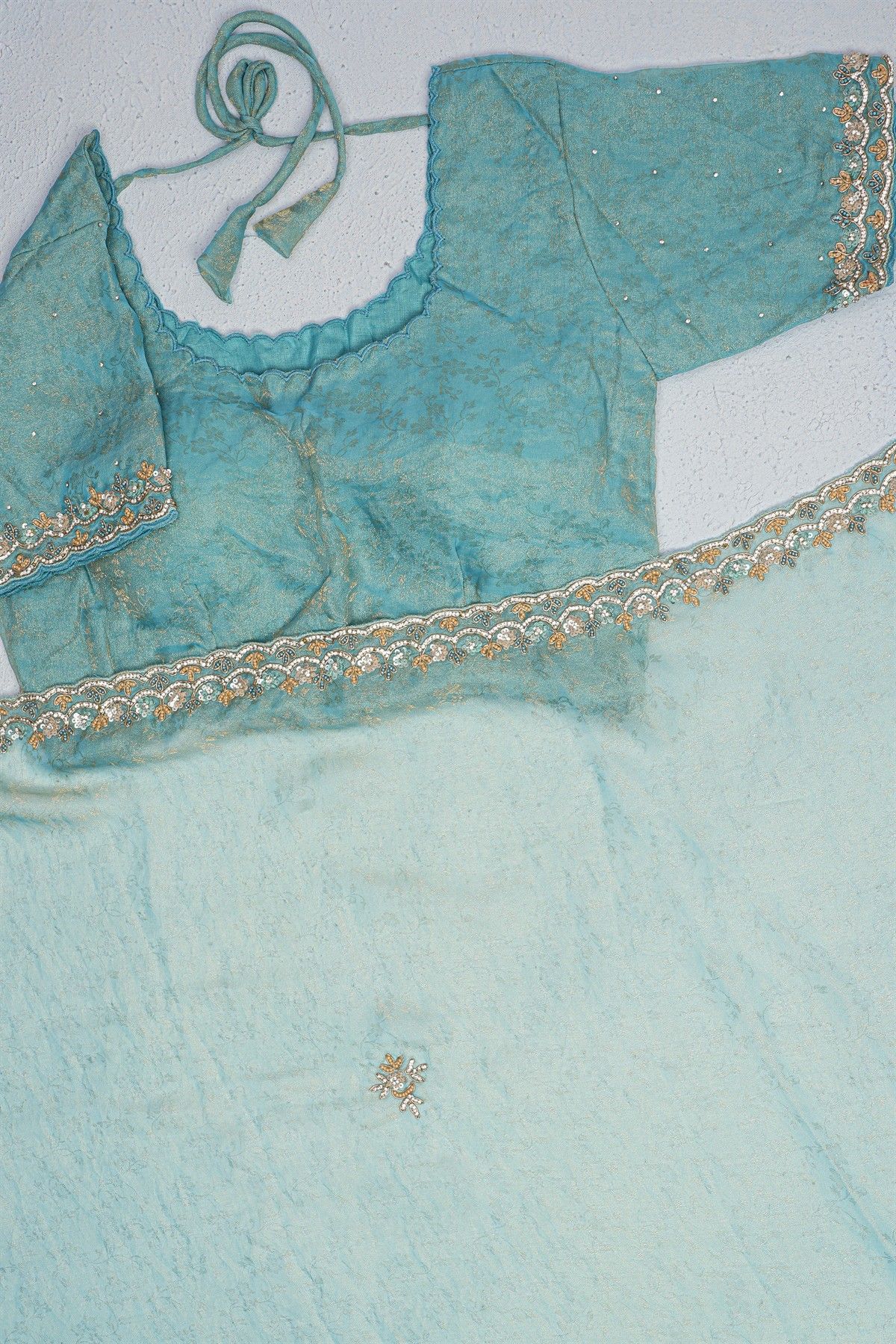 Designer Tissue Sky Blue Saree