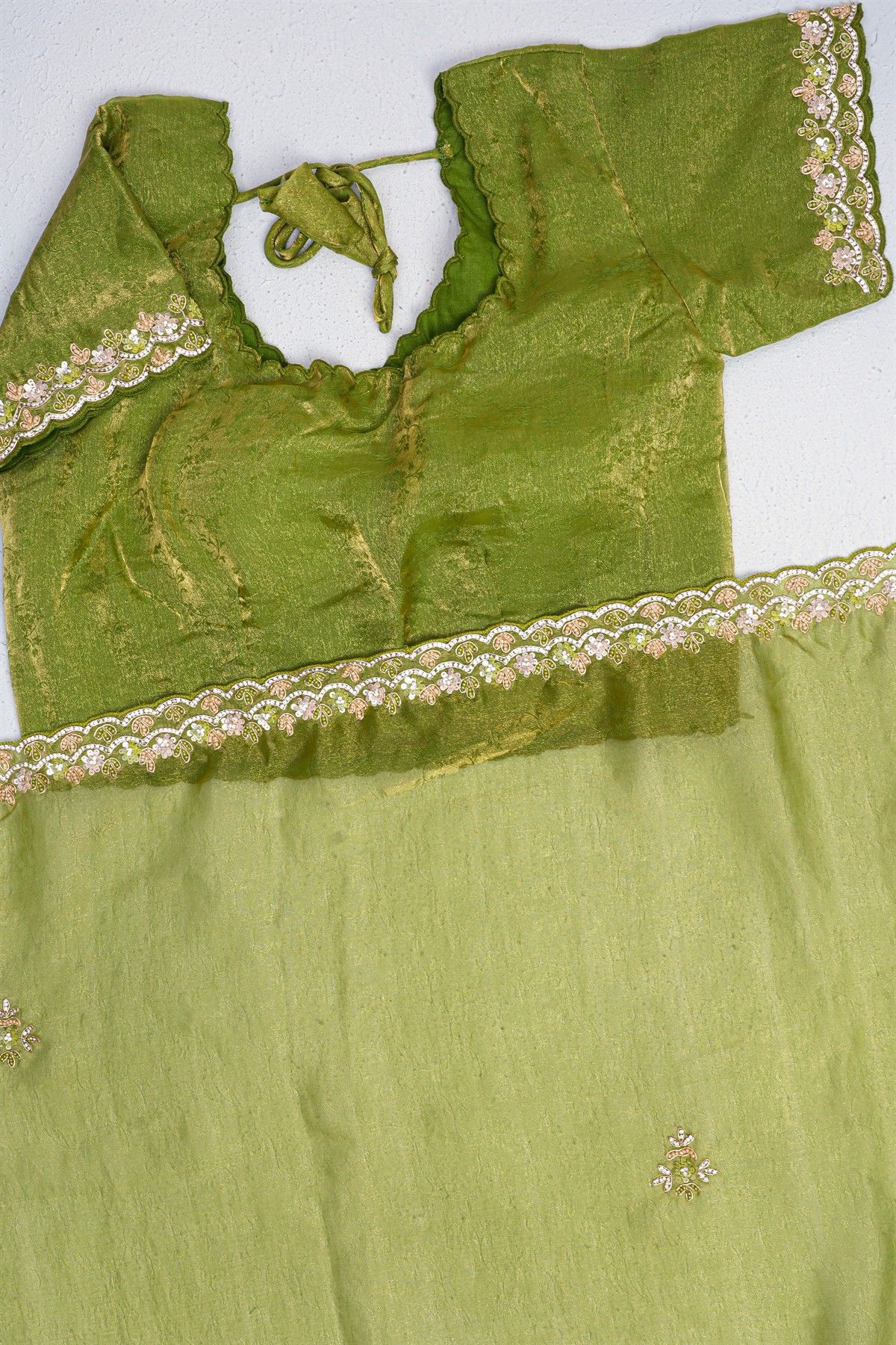 Designer Tissue Mehendi Green Saree