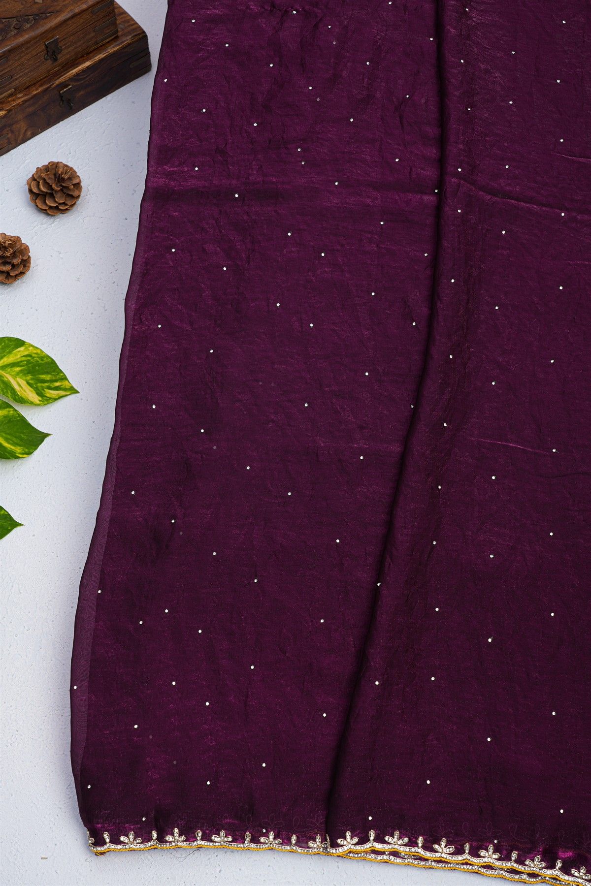 Designer Organza Wine Saree