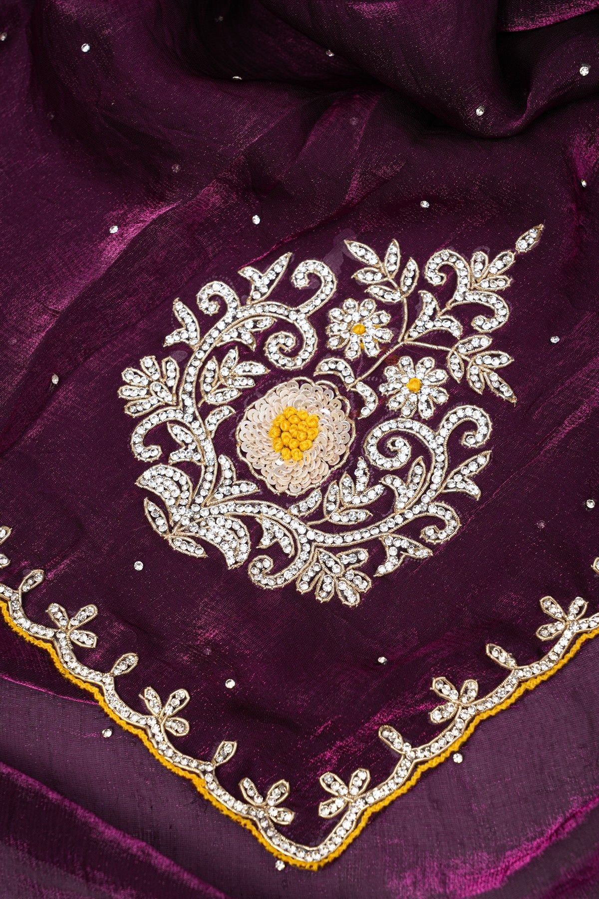 Designer Organza Wine Saree